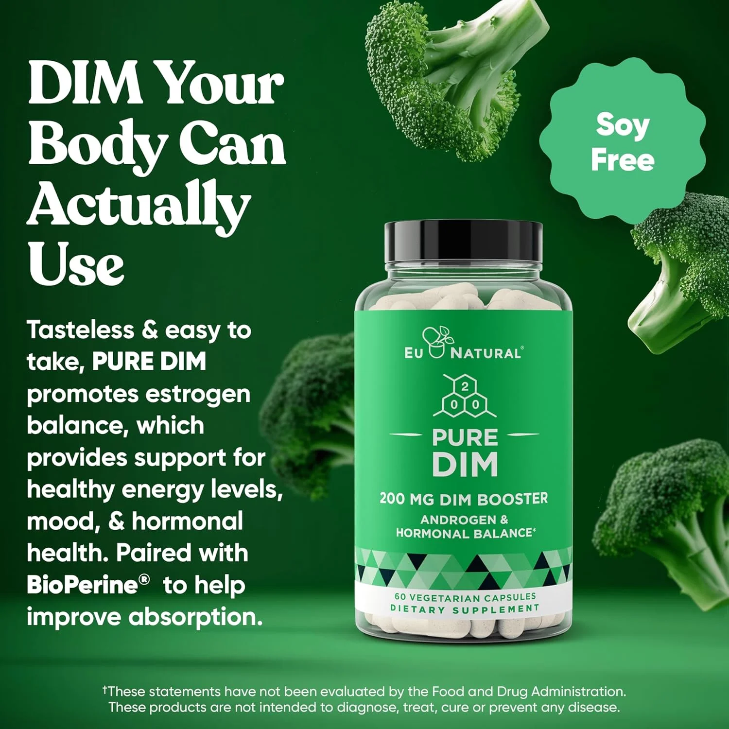 مکمل دی‌آی‌ام یو نچرال، انرژی خالص، رفع خستگی و استرس، تعادل استروژن، یائسگی و گرگرفتگی، پشتیبانی هورمونی برای زنان - 60 کپسول