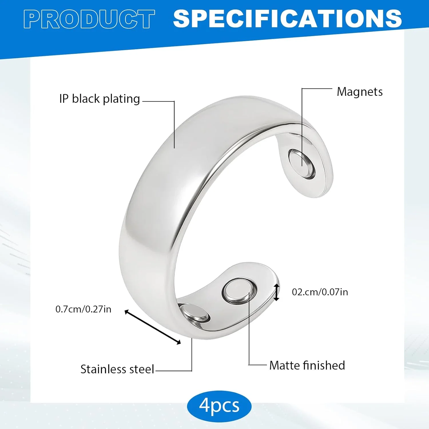 مجموعه 4 عددی حلقه های مغناطیسی بازشو، حلقه حیاتی، حلقه سُمنی دوران یائسگی بانوان، سبک و راحت، ایده آل برای استفاده روزانه