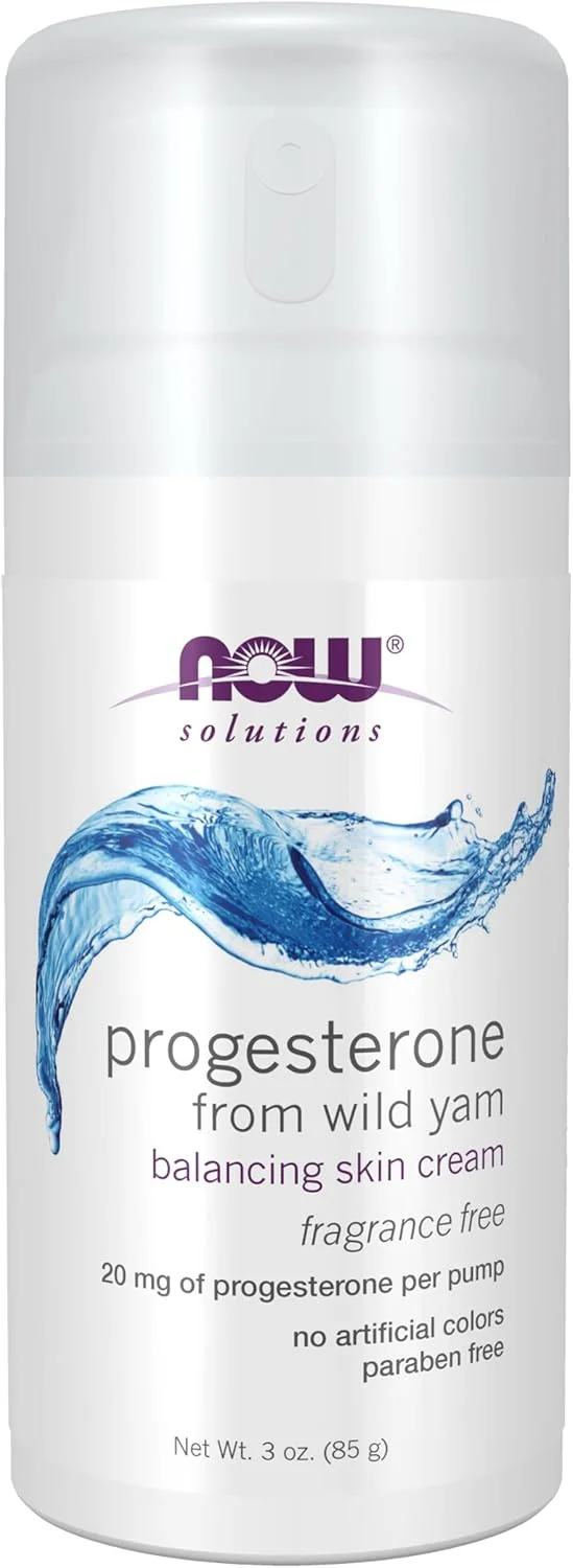 NOW Solutions، پروژسترون طبیعی، کرم متعادل کننده پوست، 20 میلی گرم پروژسترون طبیعی در هر پمپ، بدون عطر، 3 اونس