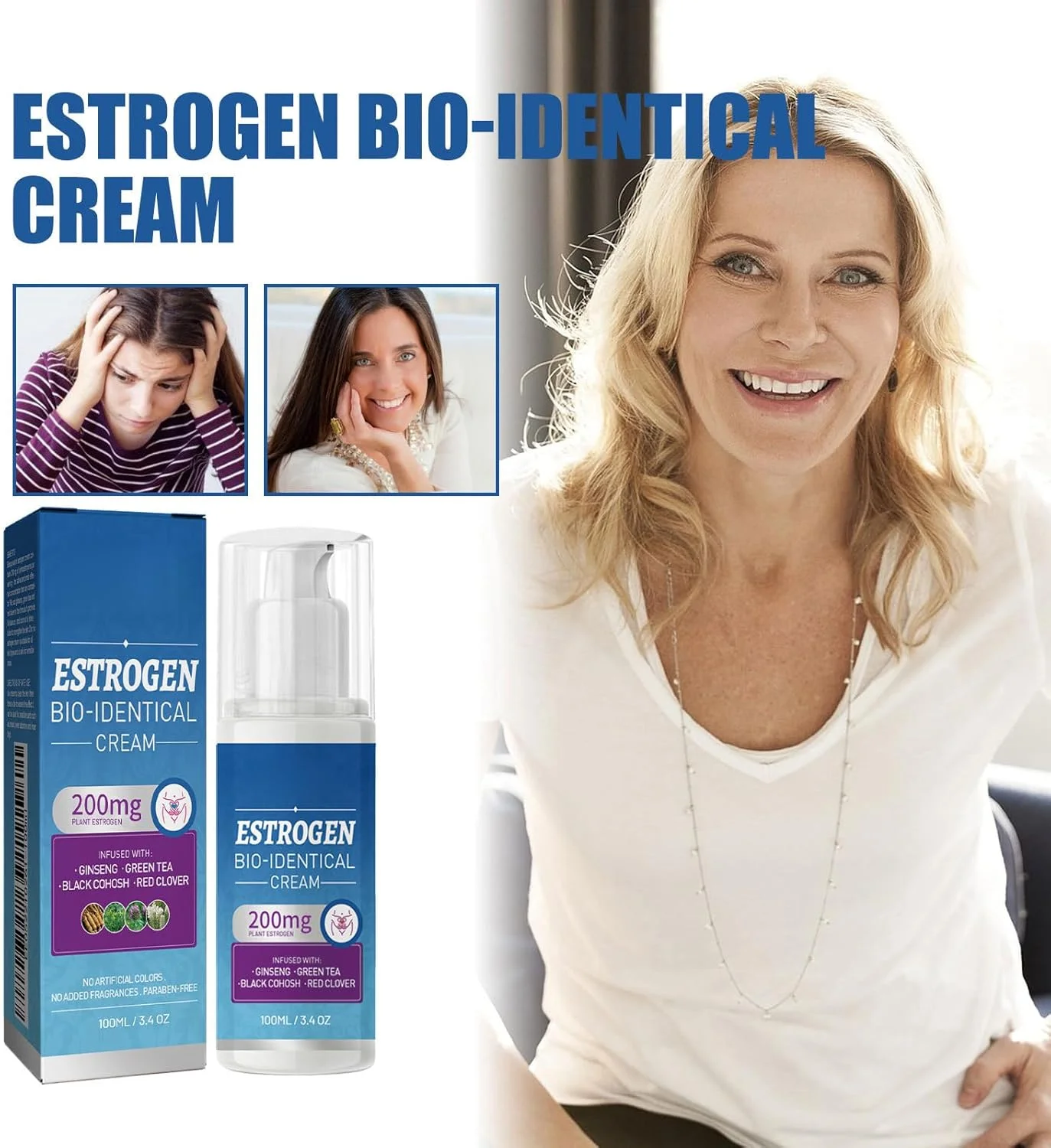 کرم پروژسترون برای دوران یائسگی بانوان، 100 میلی لیتر (کرم تسکین دهنده دوران یائسگی، تنظیم کننده خلق و خو و بهبود خواب)