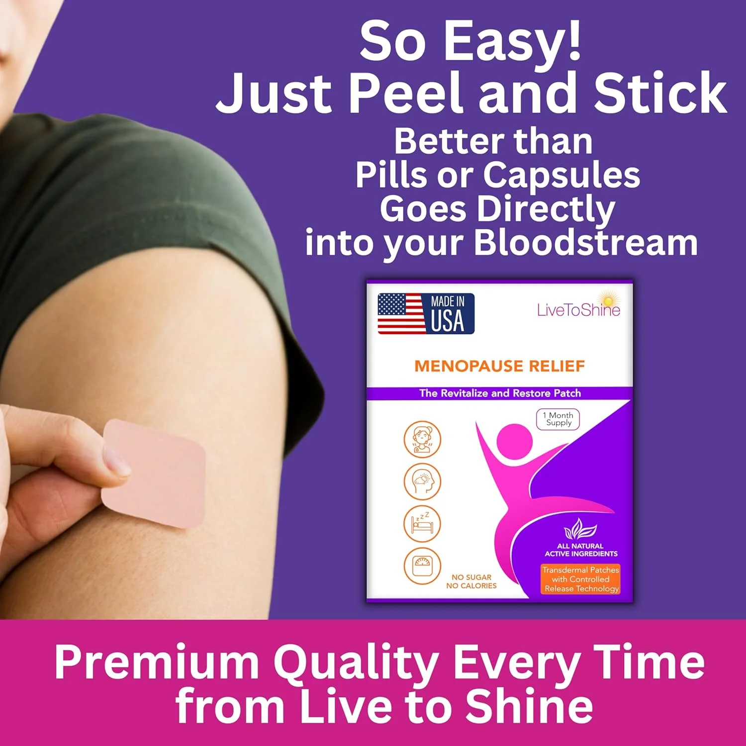 برچسب های موضعی تسکین یائسگی لایو تو شاین - تامین 30 روزه - ساخت ایالات متحده آمریکا