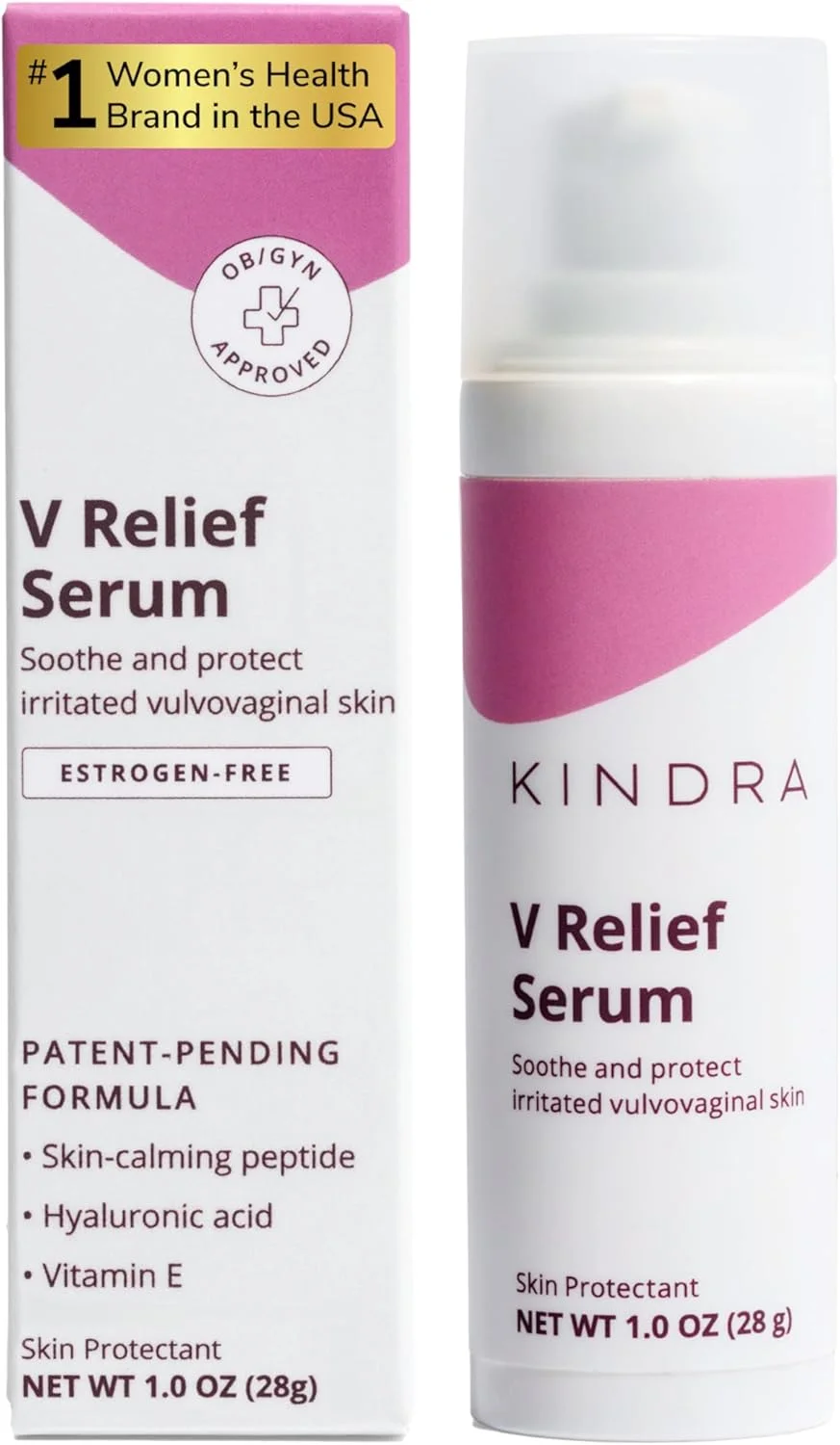سرم تسکین دهنده Kindra V - پشتیبانی از دوران پیش از یائسگی و یائسگی | مرطوب کننده برای ناراحتی ناحیه حساس - مرطوب کننده زنانه وگان برای مراقبت از پوست ناحیه حساس که به طور ویژه برای پوست های حساس فرموله شده است (30 میلی لیتر)
