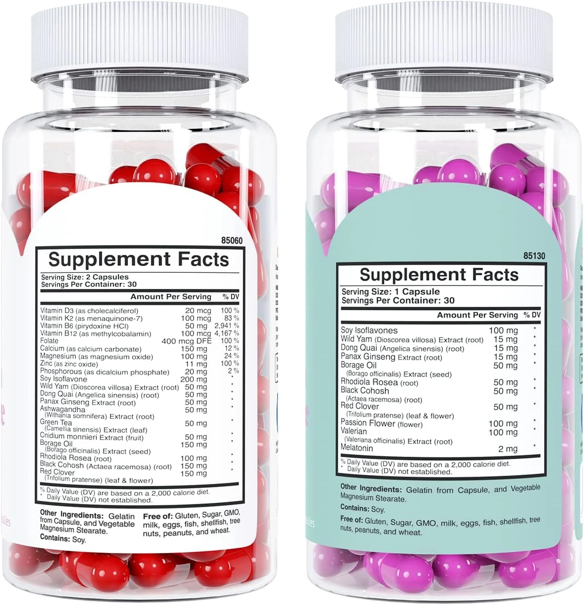 بسته تسکین طبیعی یائسگی صبح/شب برای زنان، مکمل های طبیعی یائسگی + پری منوپوز برای تسکین چند علامتی در روز و شب (تامین یک ماهه)