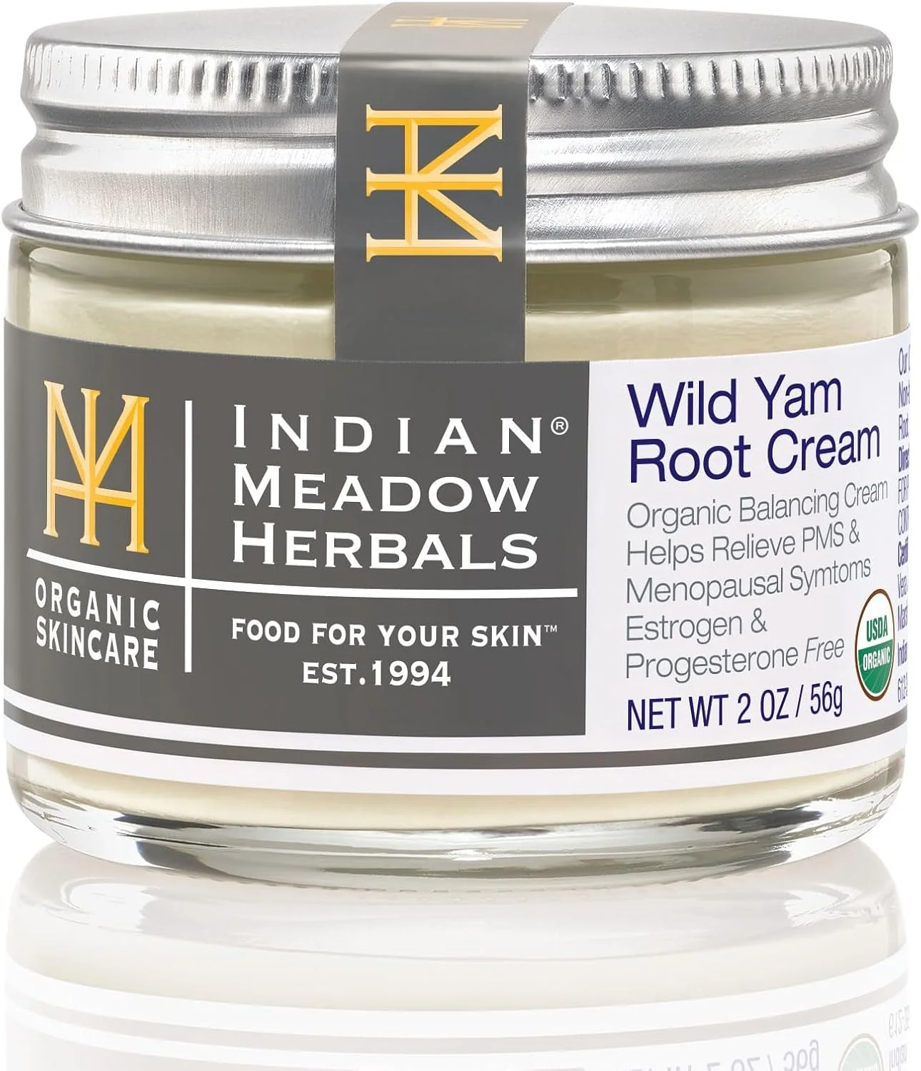 کرم ریشه یام وحشی Indian Meadow Herbals (59ml) - کرم متعادل کننده ارگانیک دارای گواهی USDA برای تسکین علائم PMS و یائسگی - فاقد استروژن و پروژسترون. ساخت آمریکا. متعلق به بانوان و اداره شده از سال 1994.
