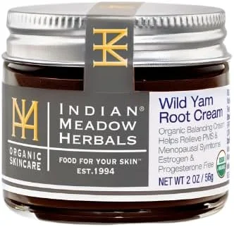 کرم ریشه یام وحشی Indian Meadow Herbals (59ml) - کرم متعادل کننده ارگانیک دارای گواهی USDA برای تسکین علائم PMS و یائسگی - فاقد استروژن و پروژسترون. ساخت آمریکا. متعلق به بانوان و اداره شده از سال 1994.