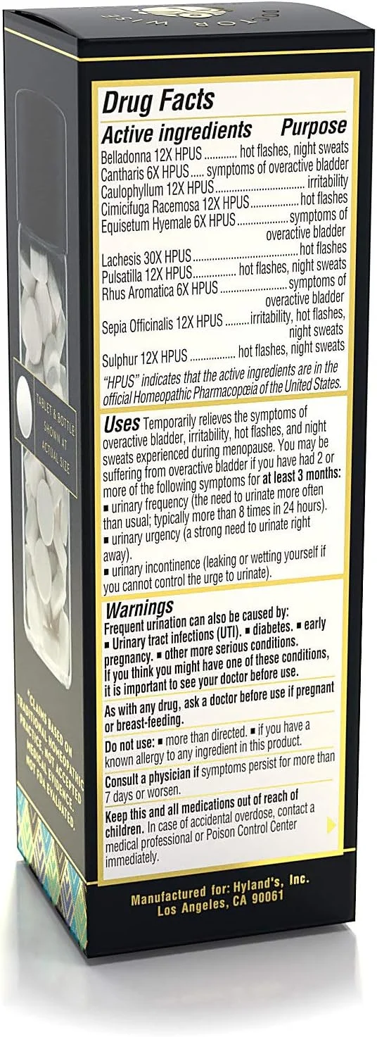 قرص های حل شدنی سریع برای تسکین ملایم و طبیعی مثانه بیش فعال، گرگرفتگی و تعریق شبانه، 68 عدد قرص های حل شدنی سریع برای تسکین ملایم و طبیعی مثانه بیش فعال، گرگرفتگی و تعریق شبانه، 68 عدد