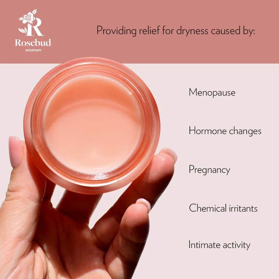 بالم روزانه افتخار رزباد وومن | مرطوب کننده - طبیعی، ارگانیک، بدون دارو، بدون هورمون - تسکین دهنده خشکی، خارش و سوزش ناشی از یائسگی - مورد تایید متخصص زنان و زایمان (90 روزه)