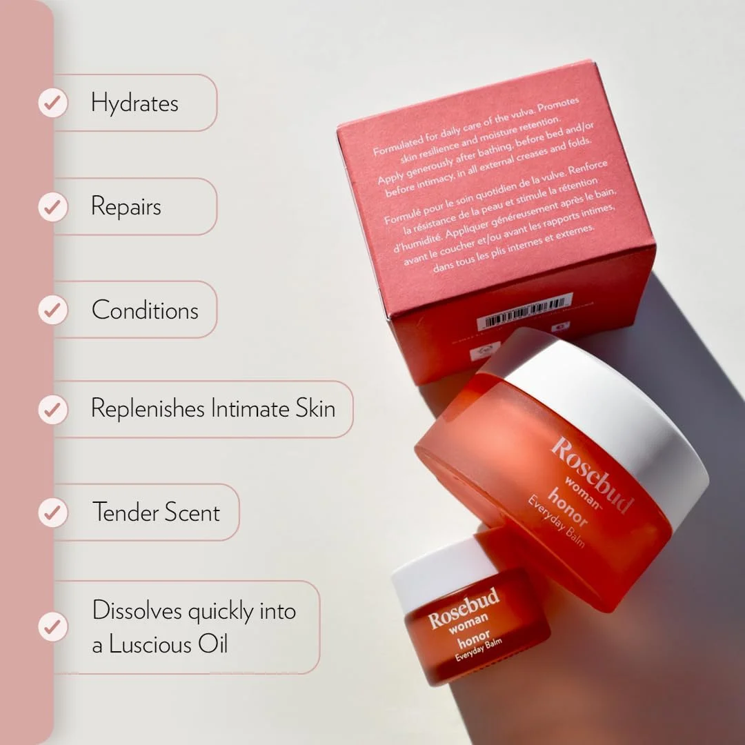 بالم روزانه افتخار رزباد وومن | مرطوب کننده - طبیعی، ارگانیک، بدون دارو، بدون هورمون - تسکین دهنده خشکی، خارش و سوزش ناشی از یائسگی - مورد تایید متخصص زنان و زایمان (90 روزه)