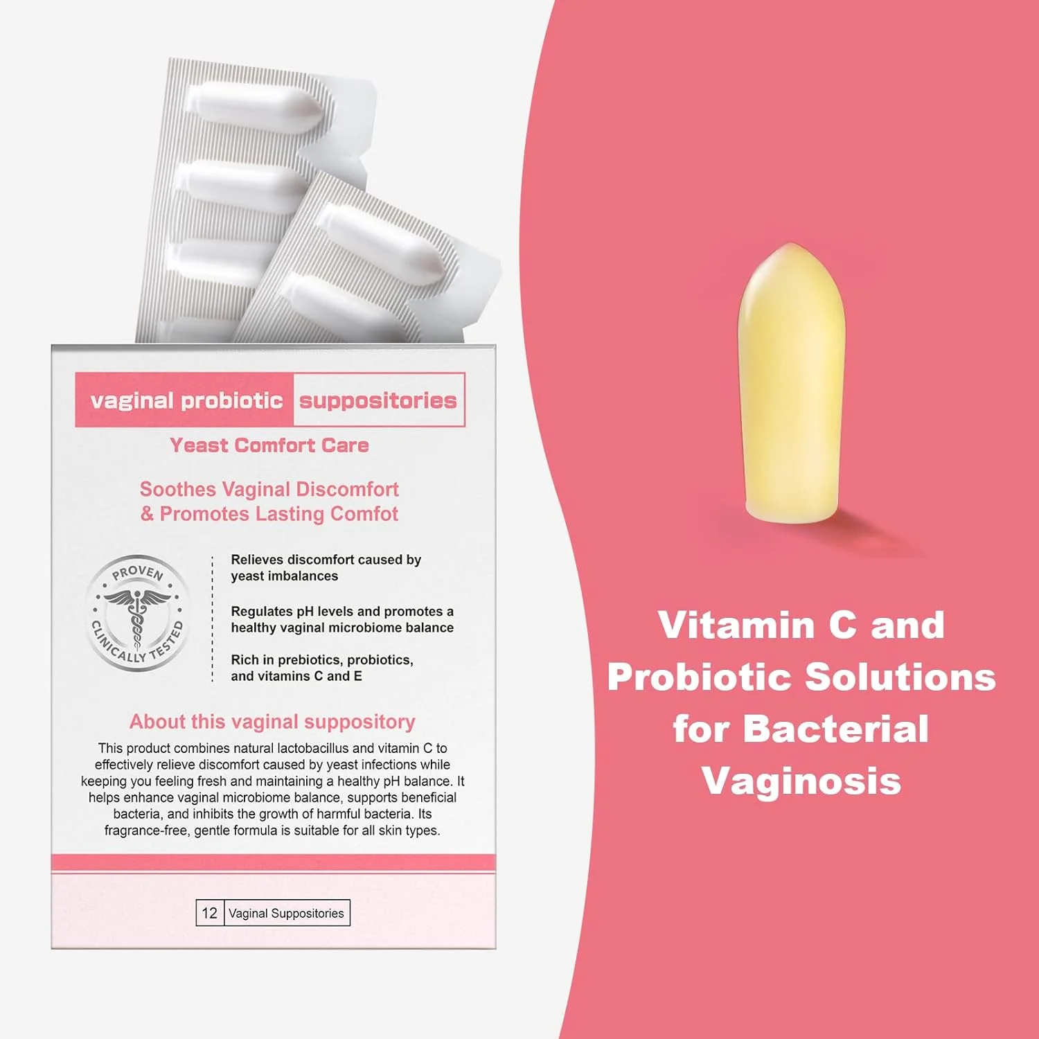 شیاف پروبیوتیک ناهید، شیاف اسید هیالورونیک، مرطوب کننده، تعادل PH، بازگرداندن سلامت، درمان تسکین دهنده (12 عدد)