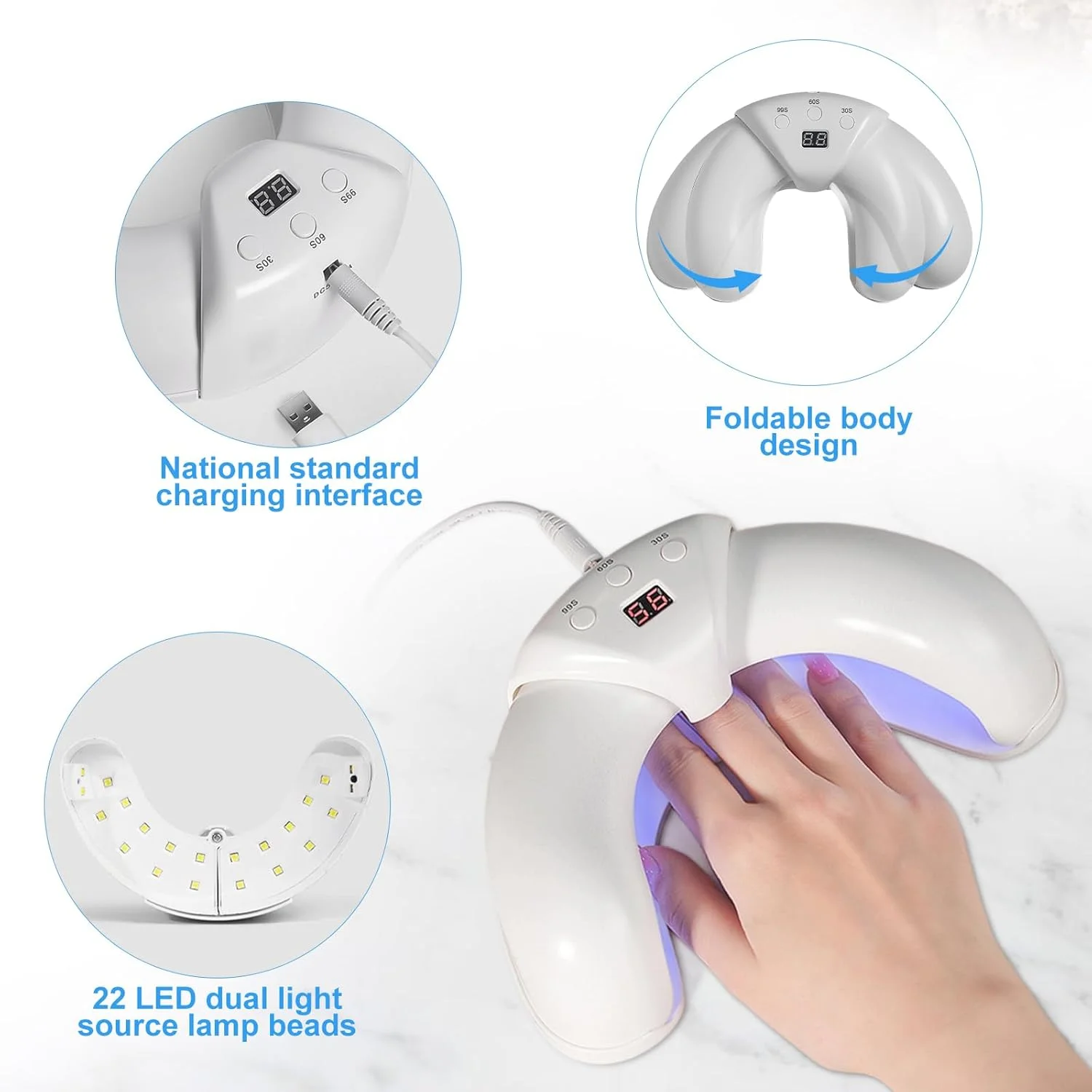 دستگاه مراقبت از ناخن با نور LED برای دست و پا، مناسب استفاده خانگی، پشتیبانی از ظاهر سالم ناخن