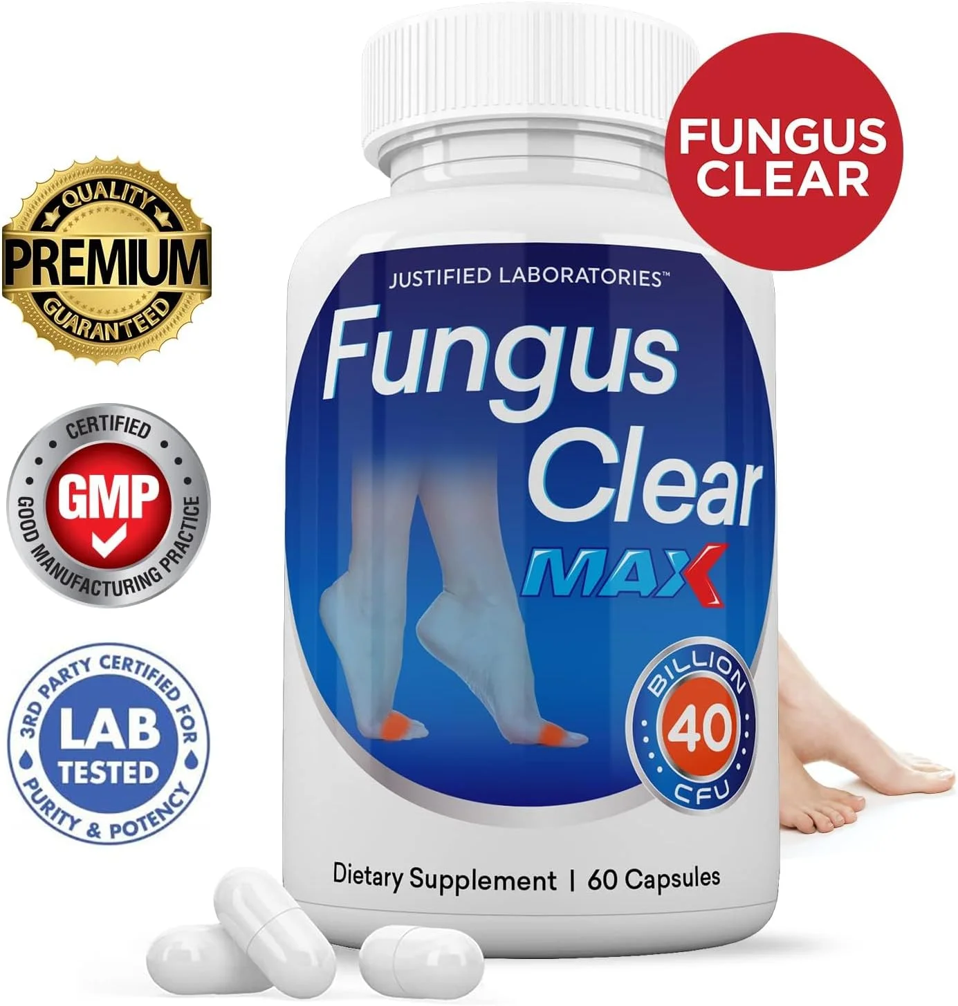 کپسول های قارچ کلیر مکس آزمایشگاه های توجیه شده، پروبیوتیک 40 میلیارد CFU، پشتیبانی از ناخن های شفاف، طبیعی، سالم و قوی، 60 کپسول