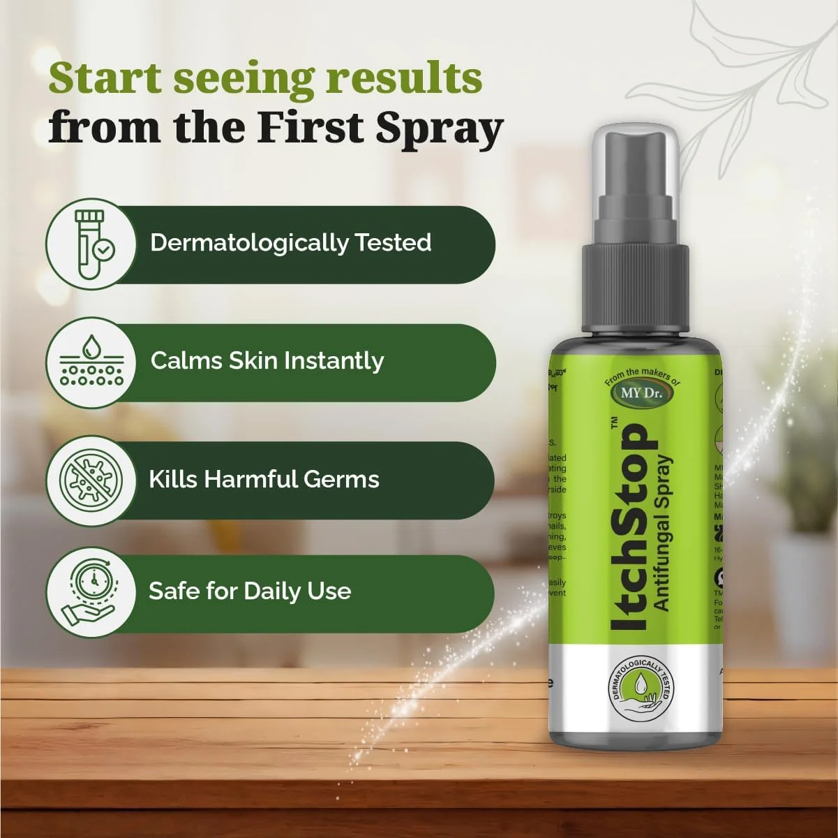 اسپری ضد قارچ | بدون نیاز به دست | تسکین فوری خارش، اگزما، قرمزی، ساییدگی، خارش کشاله ران، پای ورزشکاران | آیورودیک، ایمن برای مردان و زنان، استفاده روزانه (بسته 1 عددی)