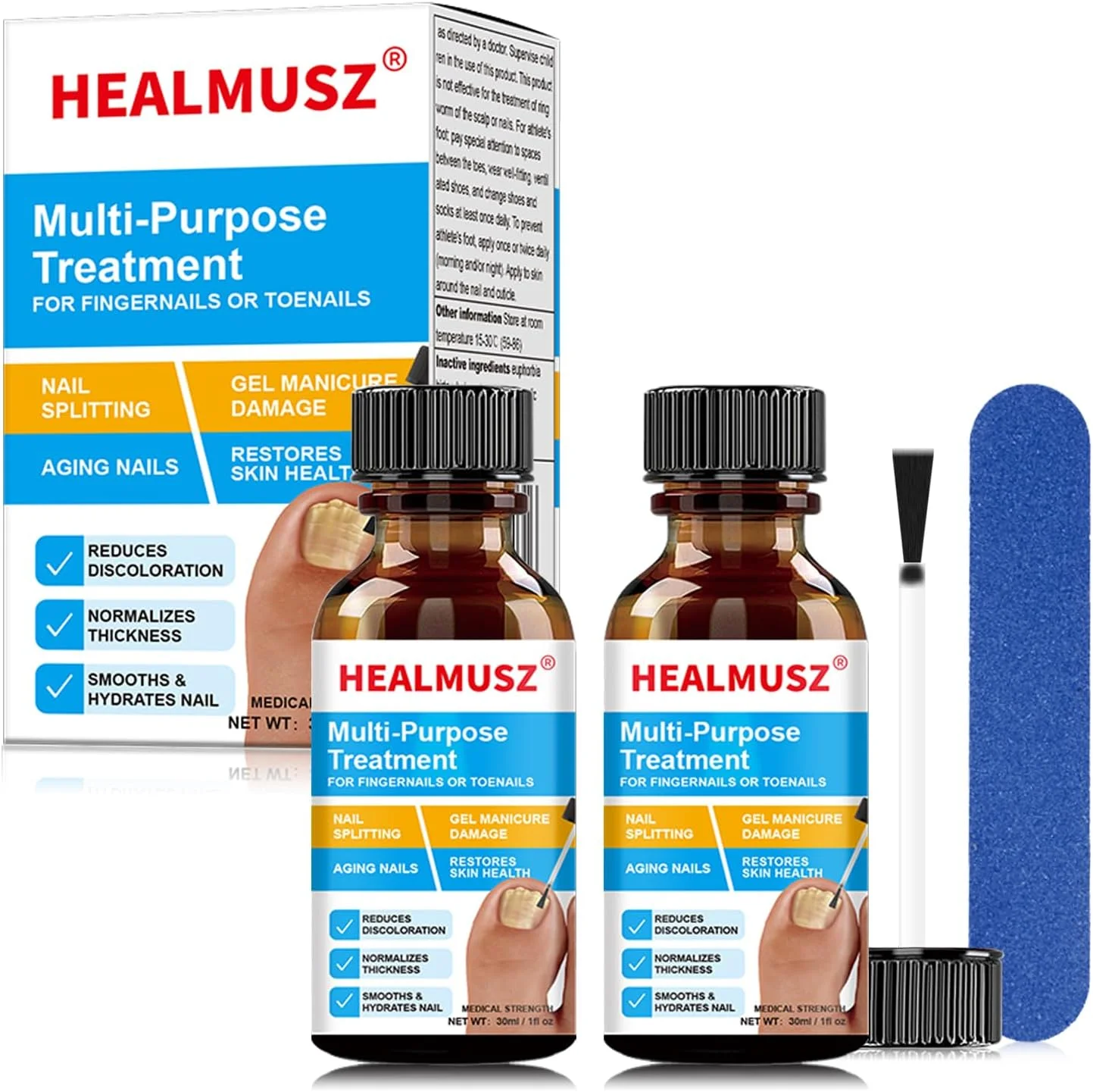 محلول درمان قارچ ناخن HEALMUSZ، محلول قوی و سریع الاثر برای درمان قارچ ناخن، شفاف کننده