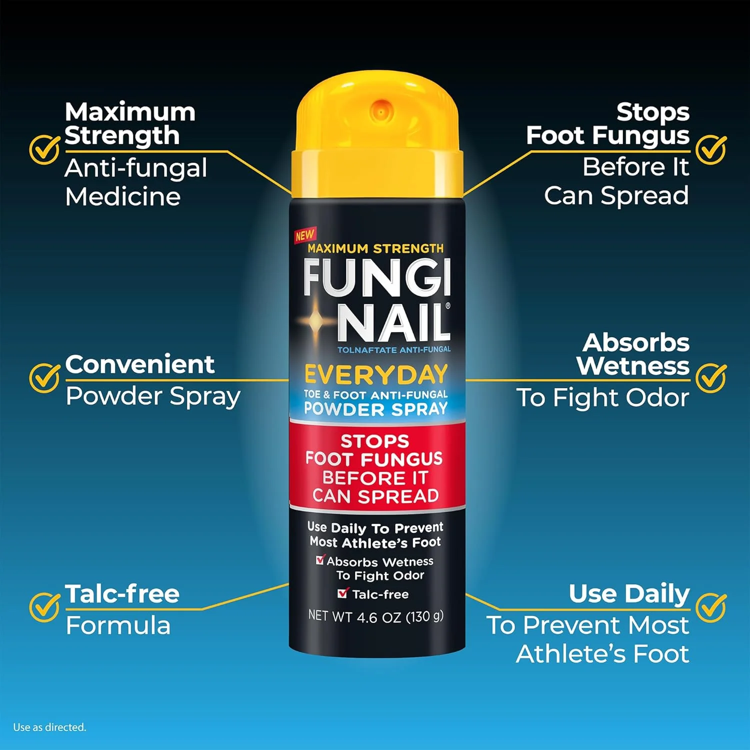 اسپری پودری ضد قارچ روزانه، جلوگیری از قارچ پا، از بین برنده بوی نامطبوع، بدون تالک، 130 گرم اسپری پودری ضد قارچ روزانه، جلوگیری از قارچ پا، از بین برنده بوی نامطبوع، بدون تالک، 130 گرم