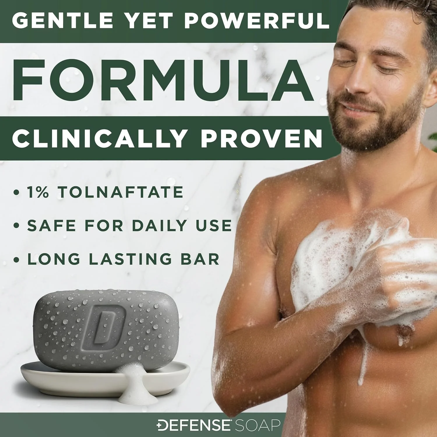 صابون ضد قارچ دفنس | درمان دارویی ضد قارچ برای خارش، قارچ پوستی و پای ورزشکاران (یک عدد، بدون جعبه)