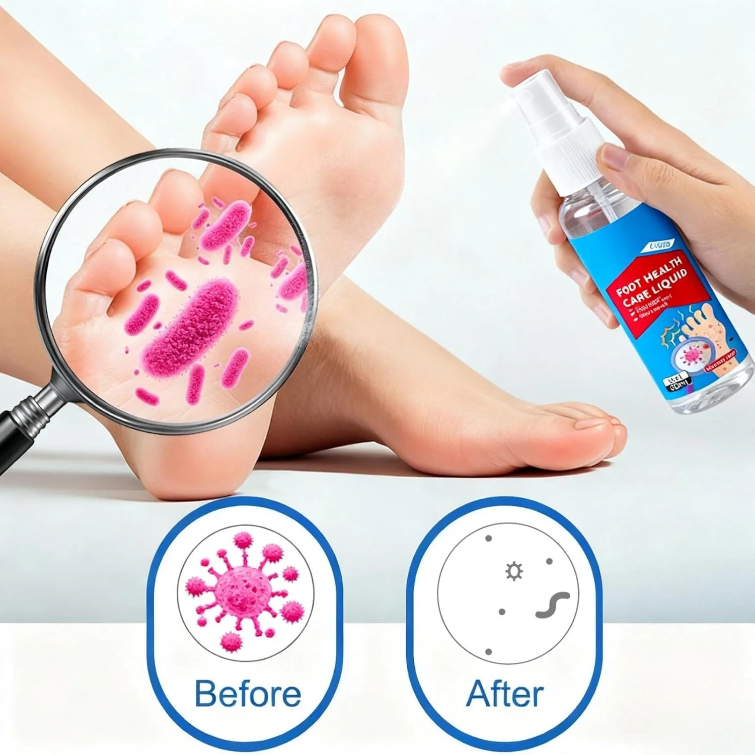 اسپری پای ورزشکاران 30 میلی لیتر، اسپری درمان ضد قارچی پای ورزشکاران برای رفع خارش پا و بو، مایع مراقبت از سلامت پا، خوشبو کننده موثر پا و طراوت بخش کفش، فرمول طبیعی برای مردان و زنان