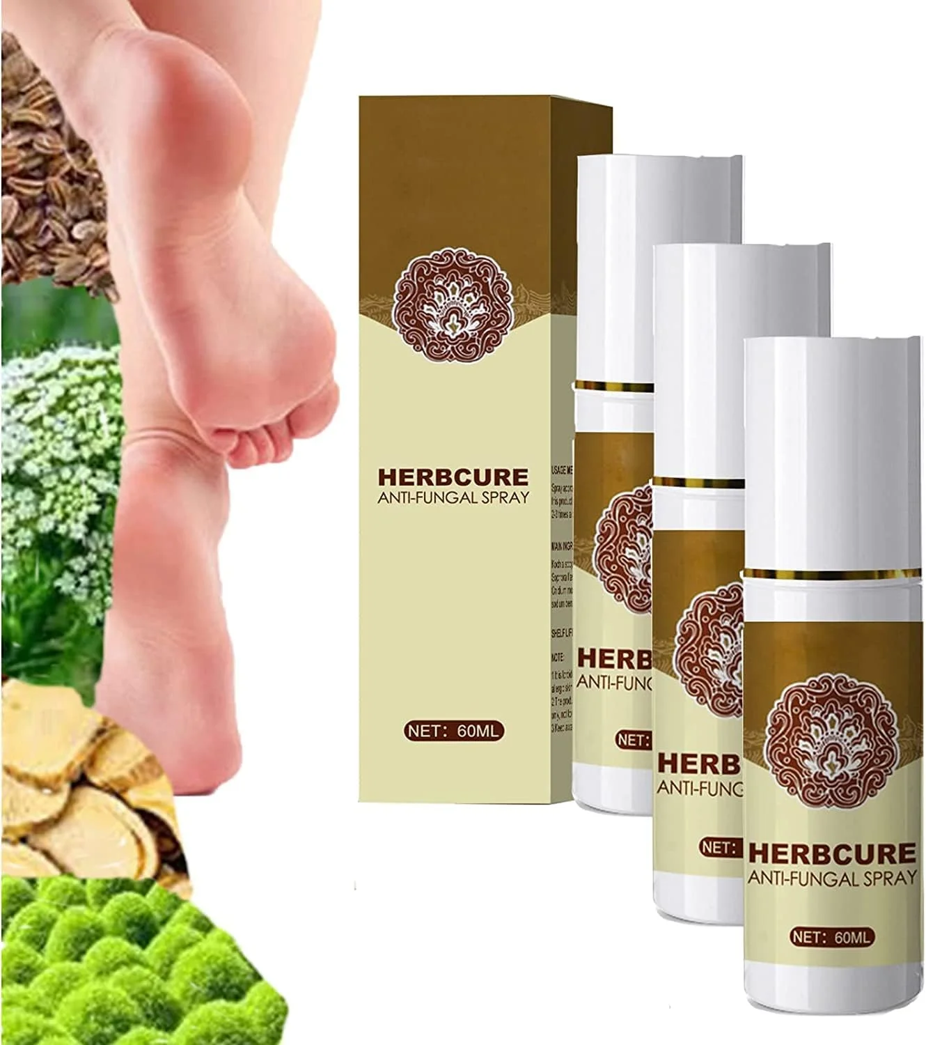 اسپری پای 60 میلی لیتری ضد قارچ، اسپری لایه بردار پا، اسپری ضد عفونت های قارچی پای ورزشکاران، جلوگیری از خارش و از بین برنده بوی پا (3 عدد)
