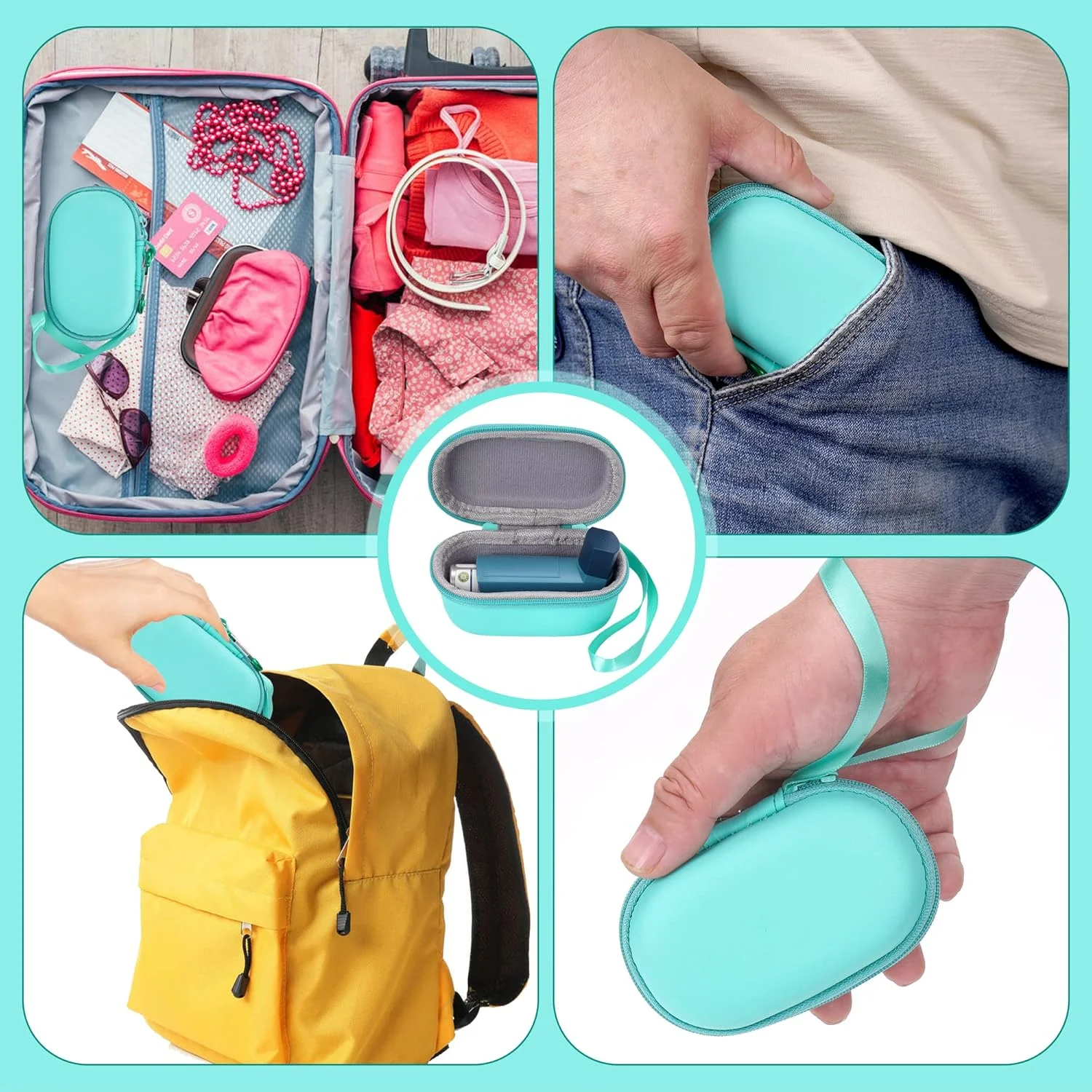 کیف نگهدارنده اسپری تنفسی MGZNMTY، سبز همراه با بند گردنی