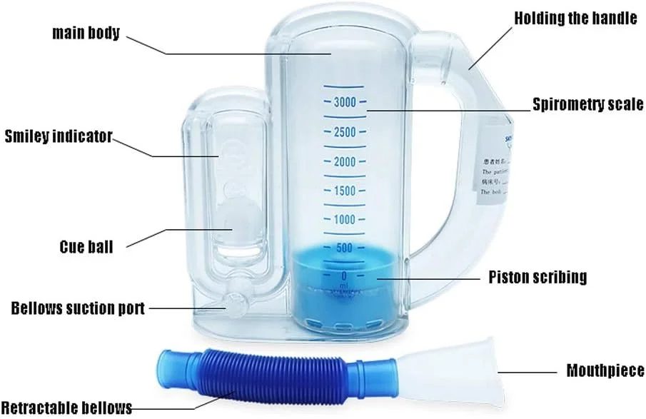 دستگاه تمرین تنفسی برای بهبود عملکرد ریه، مناسب برای افراد میانسال و سالمند