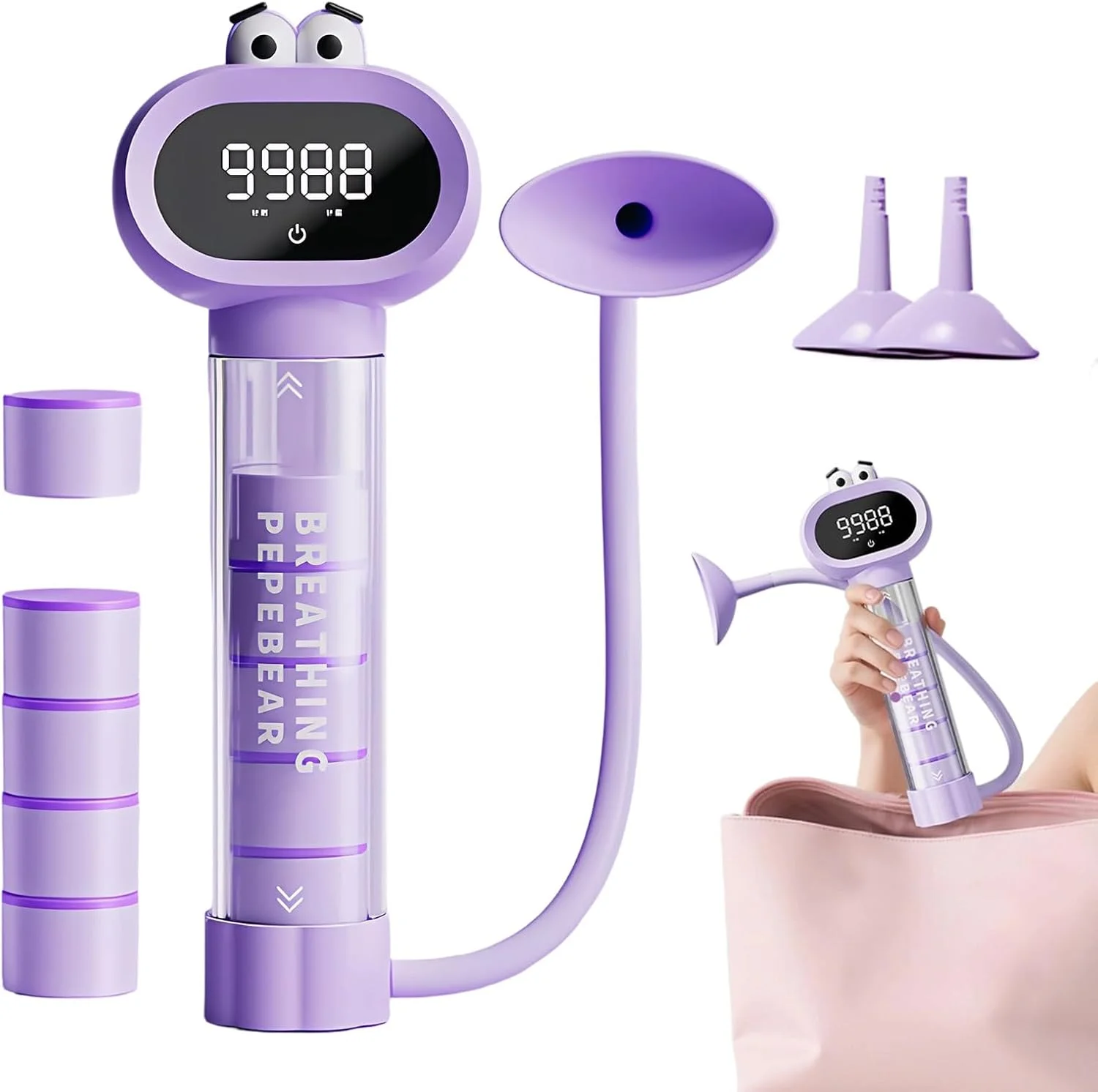 دستگاه تمرین تنفسی ریه - تجهیزات تمرین اسپیرومتر قابل حمل - ابزار دمبل تنفس عضلات ریه - برای نوجوانان پسران کودکان جوانان کلاس درس خانه فضای باز مدرسه دویدن تناسب اندام ورزش