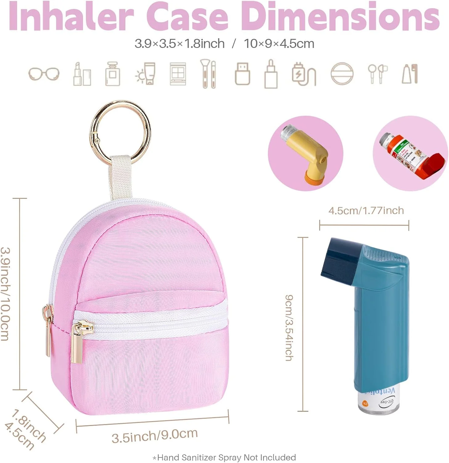کیف نگهدارنده اسپری تنفسی، کیف بومى نگهدارنده اسپری سازگار با ونتولین، جا کلیدی نگهدارنده اسپری کیف برای بزرگسالان و کودکان (فقط کیف نگهداری، مشکی ضخیم)