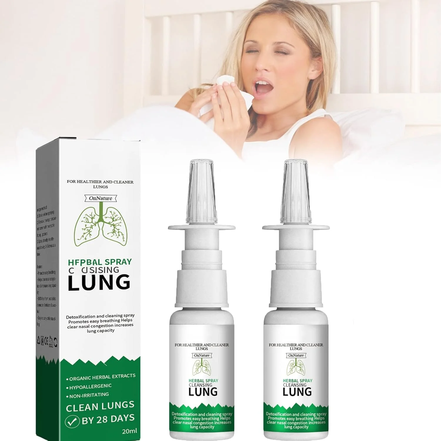 اسپری بینی گیاهی ارگانیک پاک کننده و ترمیم کننده ریه KOKOPO OnNature PRO، 20 میلی لیتر، اسپری بینی پاک کننده ریه OnNatural، اسپری پاک کننده گیاهی سم زدای ریه، برای حفظ سلامتی شما (2 عدد)