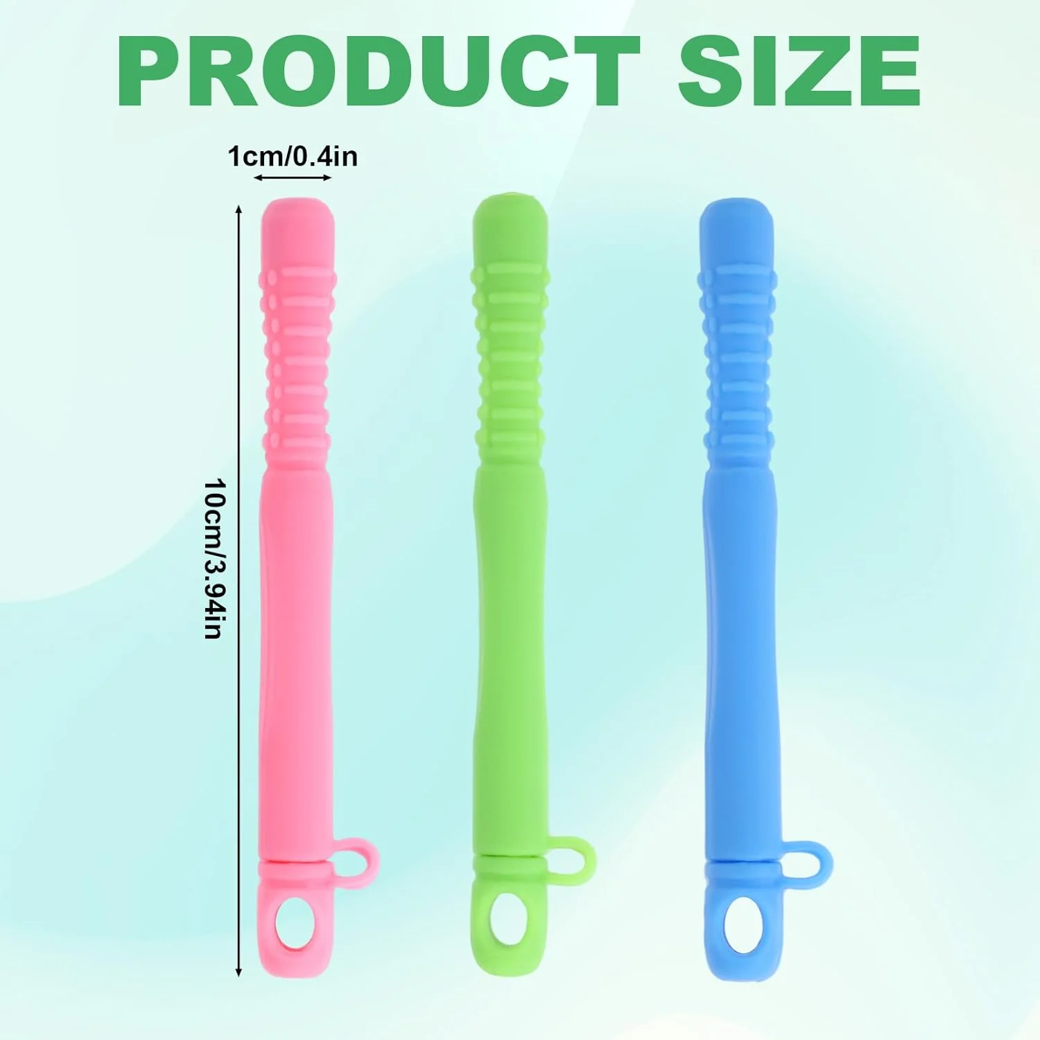 3 عدد چوب تنفسی جویدنی، چوب تنفسی جویدنی سیلیکونی قابل حمل با روغن های اساسی برای بهبود تمرکز و عادت جویدن قلم در حال حرکت (صورتی، آبی، سبز)
