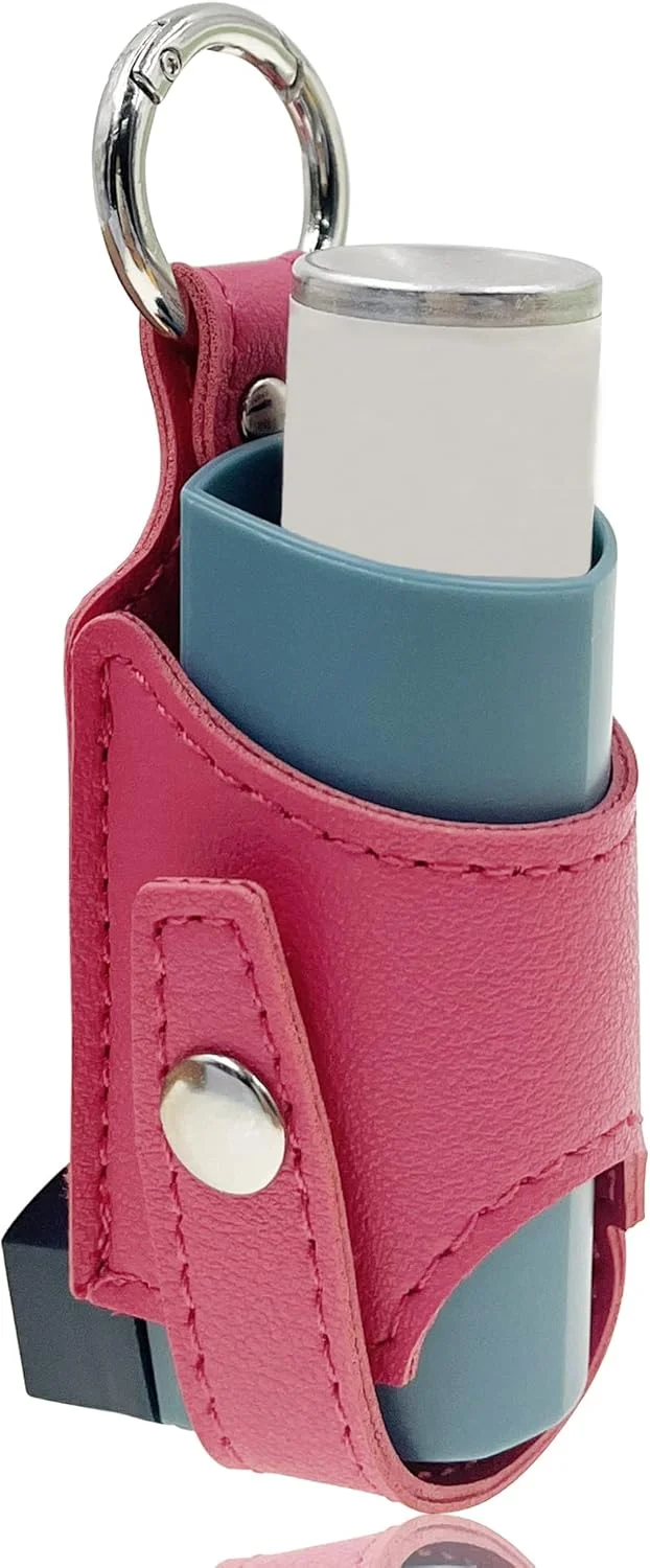 کیف حمل نگهدارنده برای اسپری تنفسی، کیف جمع و جور برای اسپری دستی بزرگسالان و کودکان (فقط کیف) (قرمز گل رز)