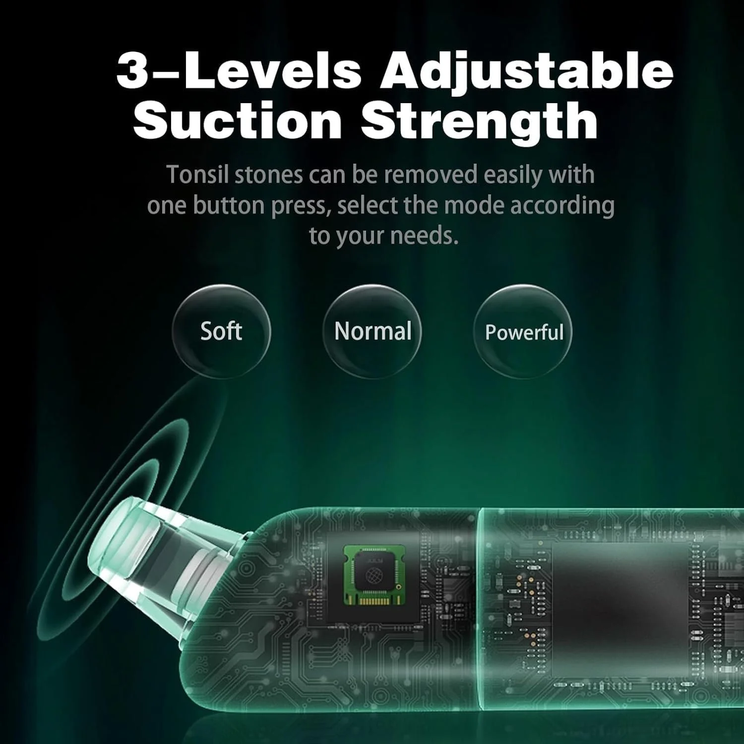 دستگاه الکترونیکی حذف کننده سنگ لوزه، طراحی شده برای درمان بوی بد دهان، با 3 حالت مکش، مناسب برای مسافرت و استفاده در منزل.(008)