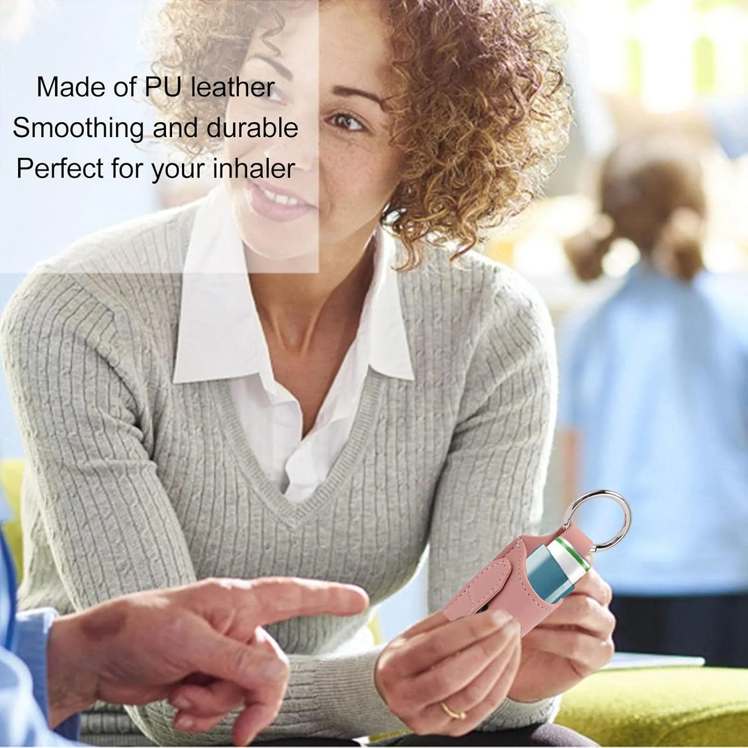 نگهدارنده استنشاقی آسم، کیف چرمی PU محافظ قابل حمل برای مسافرت (صورتی) - 2 عدد