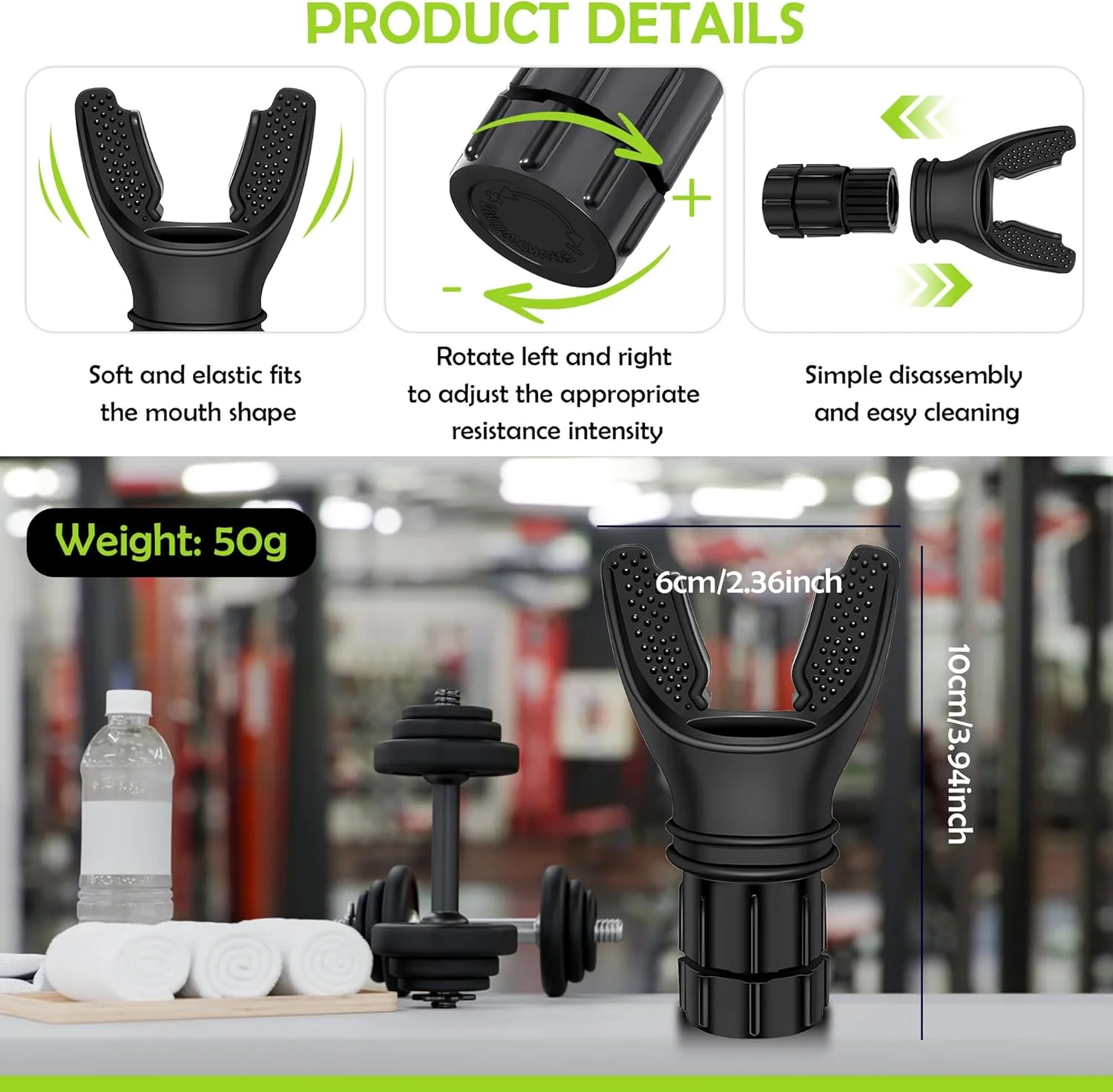 تمرین دهنده تنفسی قابل حمل، تمرین دهنده عضلات قابل تنظیم، تمرین دهنده تناسب اندام روزانه، تقویت کننده تنفس آسان شش ضلعی دستی، بهبود استقامت/قدرت برای زنان و مردان