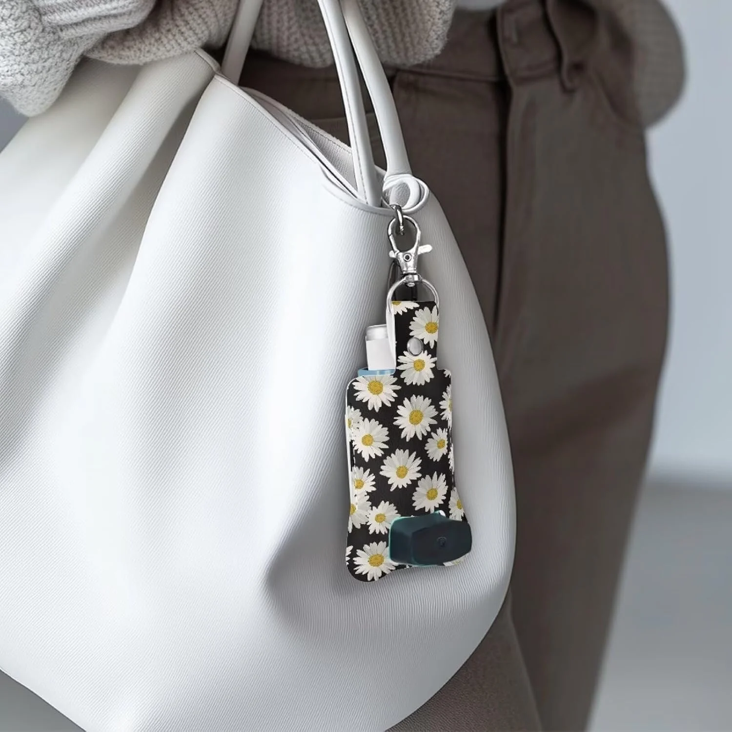 جاکلیدی نگهدارنده استنشاقی آسم مدل گل مینا، چرم مصنوعی PU، نگهدارنده قابل حمل و نقل مناسب برای مسافرت، روکش محافظ برای زنان، بزرگسالان، کودکان و سالمندان (استنشاقی شامل نمی شود)