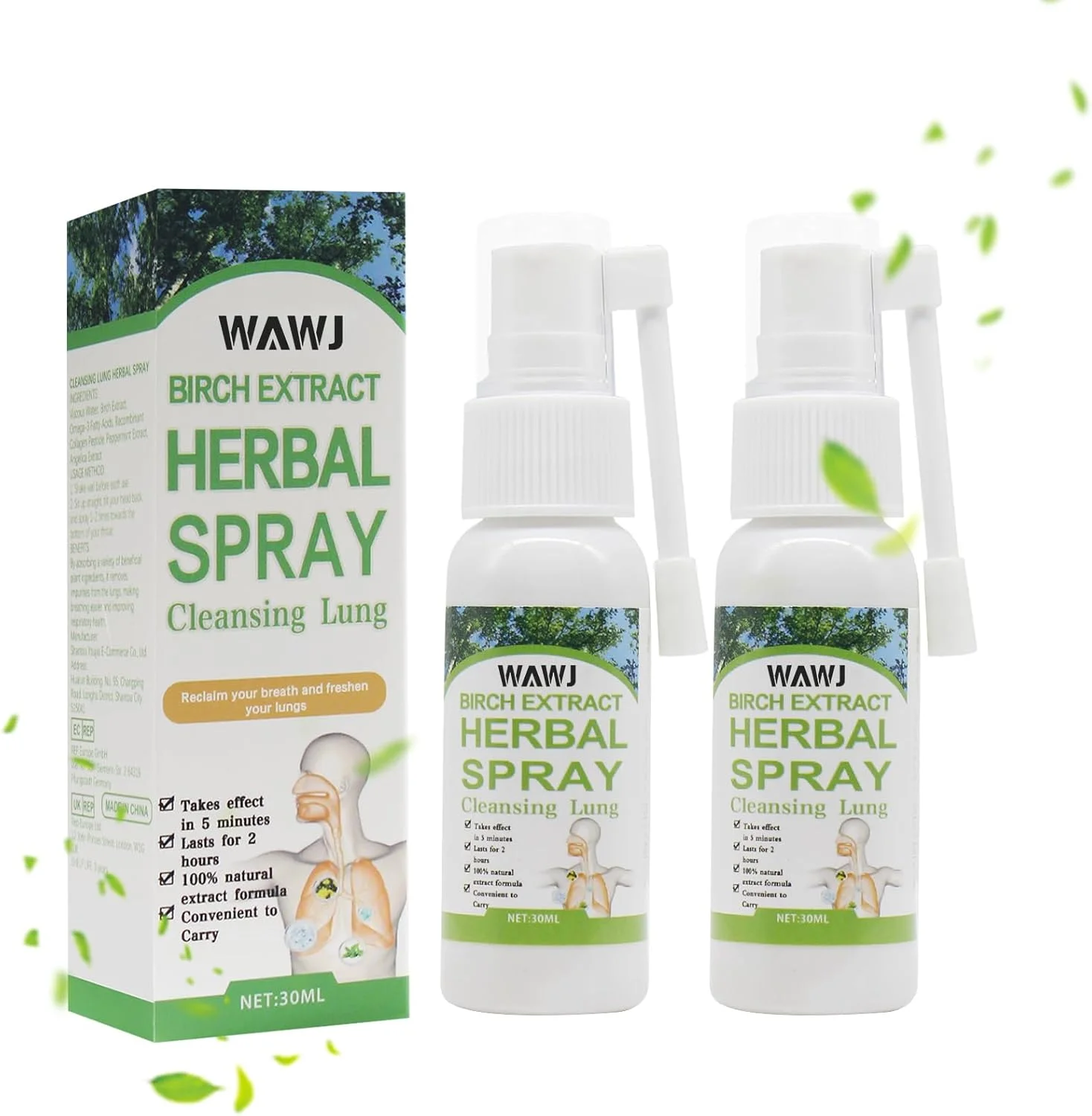 اسپری پاک کننده و ترمیم کننده ریه گیاهی، اسپری پاک کننده ریه گیاهی، پشتیبانی قوی از ریه (2 عدد)