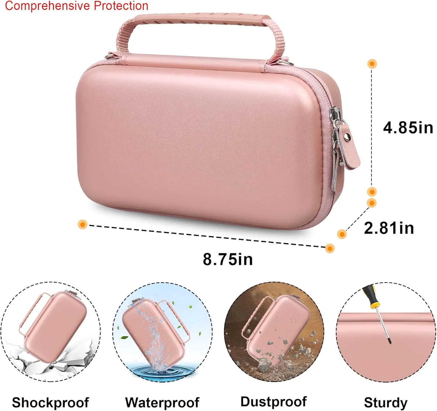 کیف حمل اینهالر Elonbo، مناسب برای کودکان و بزرگسالان، ماسک ها، کیف نگهداری و سازماندهی داروی آسم، دارای جیب برای دارو، رزگلد. (فقط کیف! اینهالر آسم شامل نمی شود)
