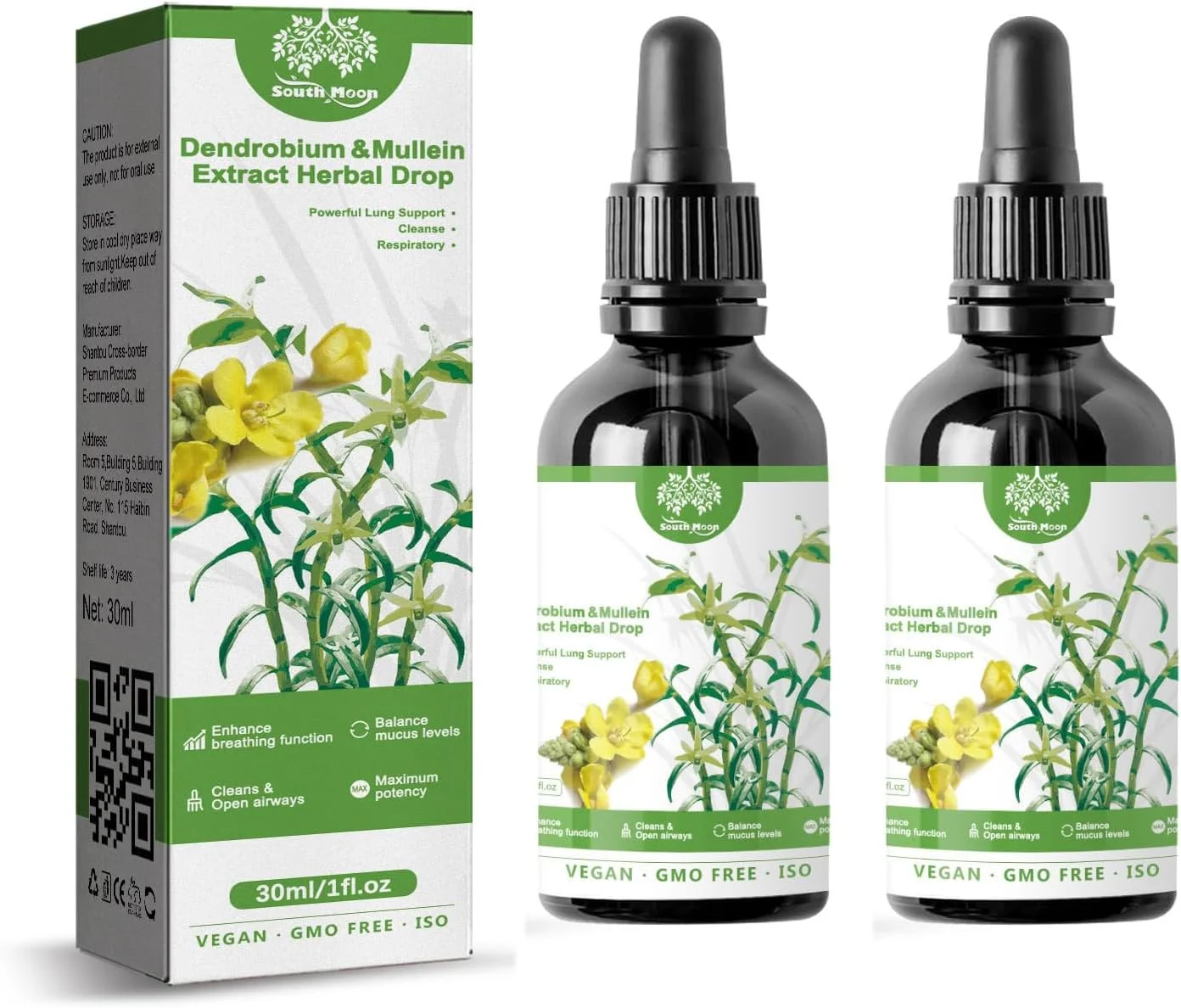 اسانس مراقبت از بدن گیاهی با عصاره دندروبیوم و خرگوشک، قطره های گیاهی تنفس شفاف، اسانس گیاهی سلامت ریه، اسانس مراقبت از بدن ضد خروپف و تسکین بینی (2 عدد)