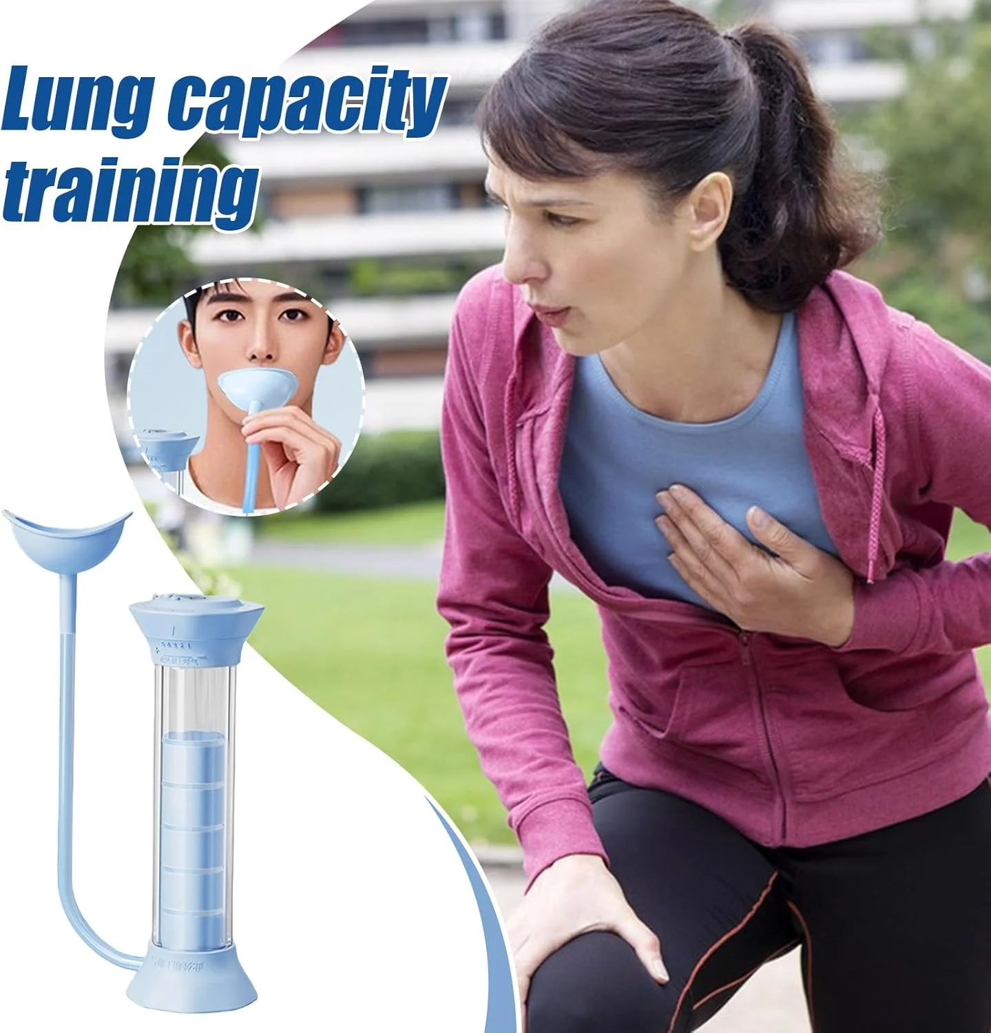 تمرین دهنده تنفس شکمی دمبل - تمرین دهنده تنفسی با صفحه نمایش دیجیتال - تجهیزات ورزشی برای آواز خواندن، رقص، غواصی در فضای باز، شنا و فعالیت های خانگی