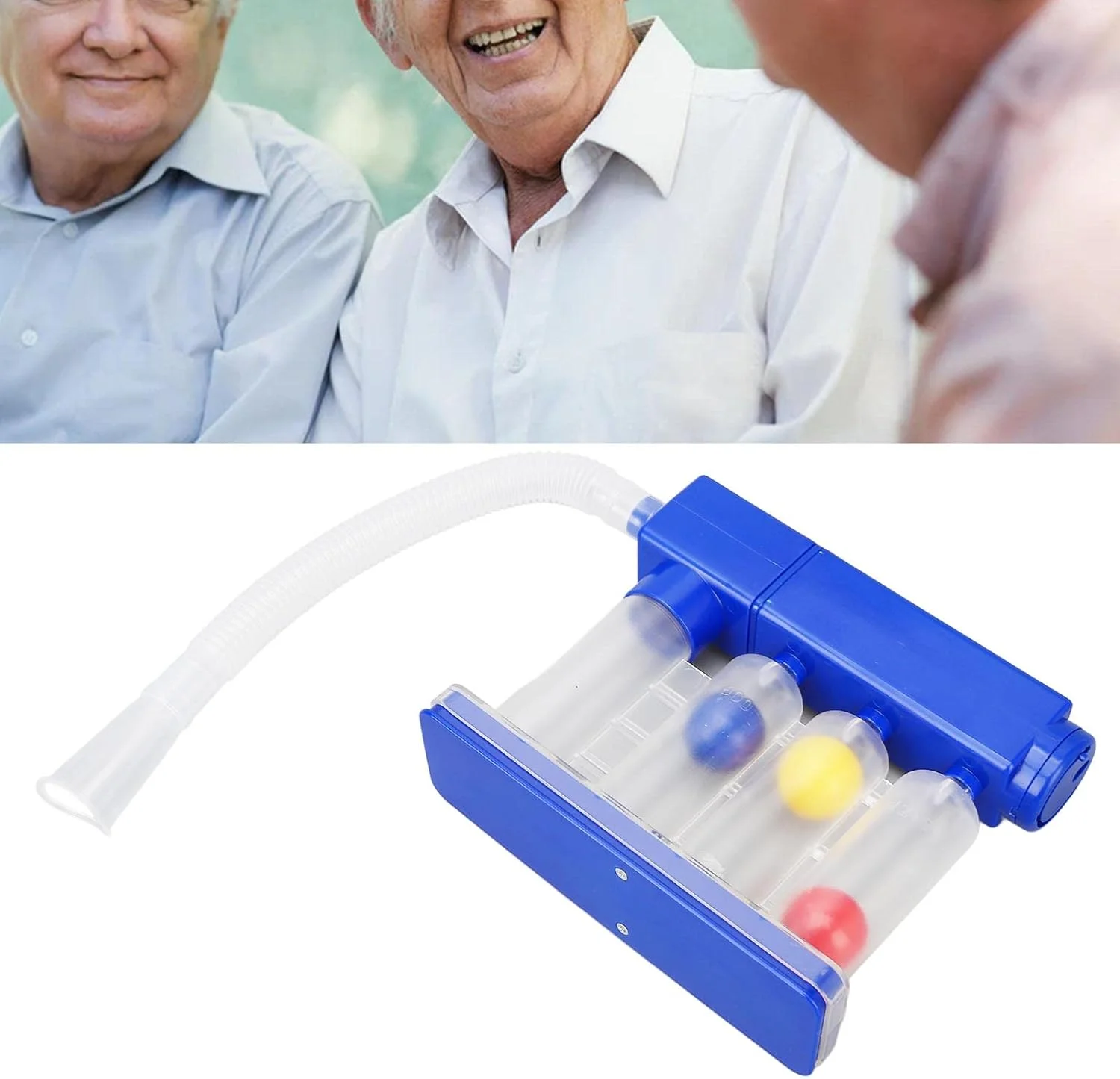 تمرین دهنده تنفس عمیق ریه، سیستم اندازه گیری تمرین تنفسی برای بهبودی ریه، تمرین و بعد از عمل، 3 توپ رنگی، طراحی بادوام شفاف