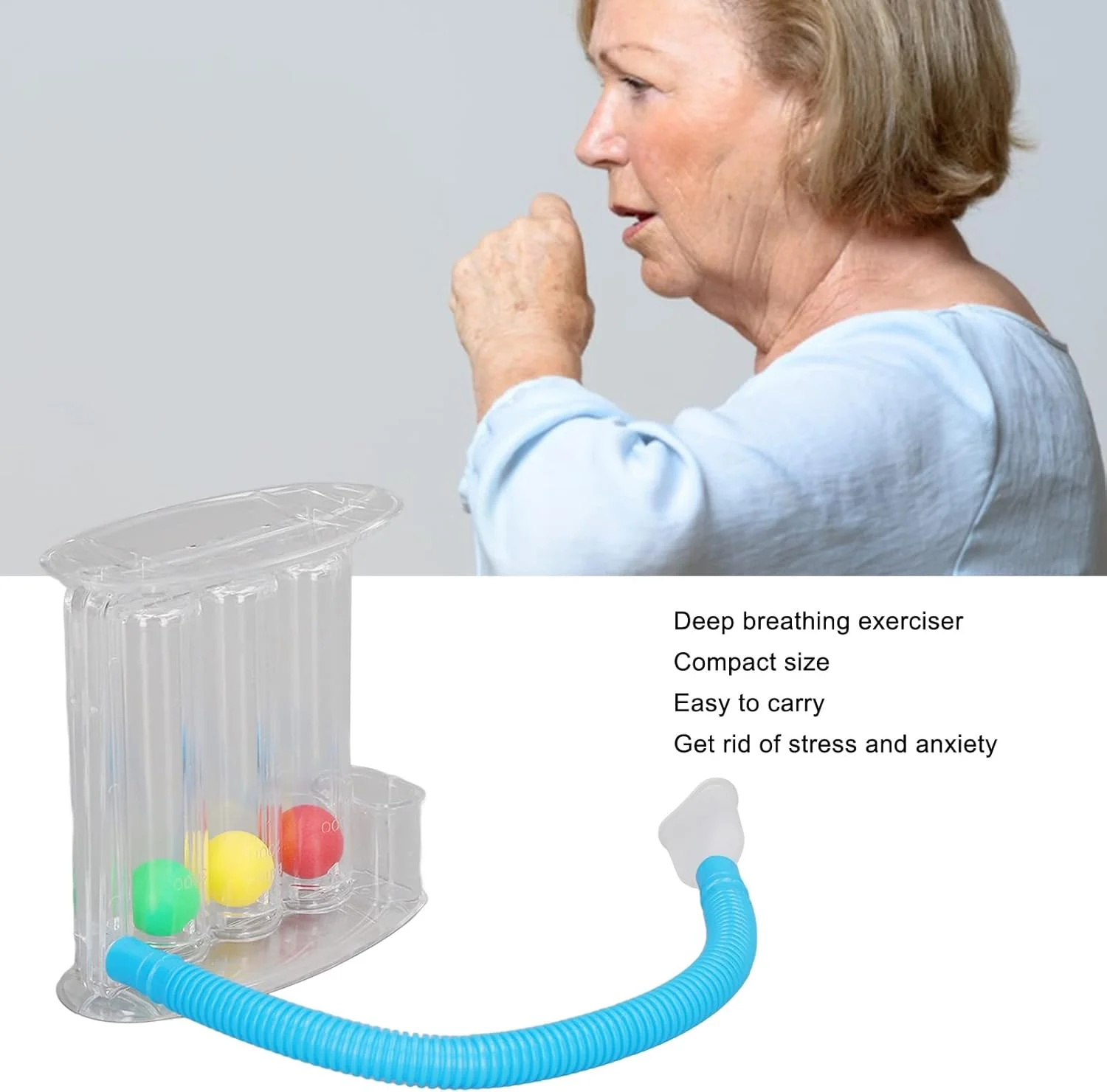 تمرین دهنده تنفس عمیق، کاهش اضطراب، تمرین دهنده تنفس عمیق قابل حمل 3 توپی برای ریه