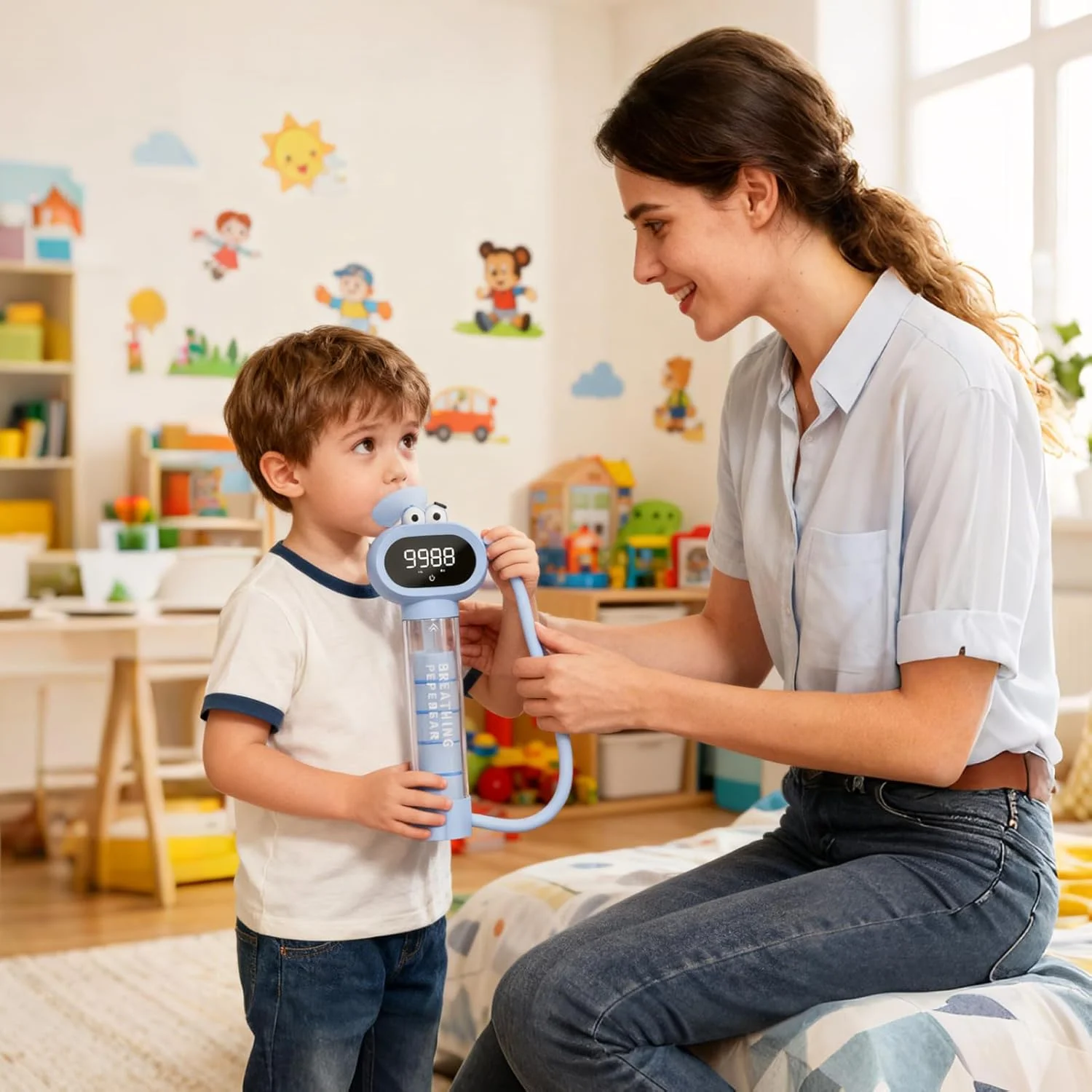 تمرین دهنده تنفسی، تمرین کننده شکمی تنفسی، تمرین دهنده طبیعی تنفس عمیق ریه - برای نوجوانان پسران دختران جوانان کلاس درس خانه مدرسه در فضای باز دویدن تناسب اندام ورزش سفر