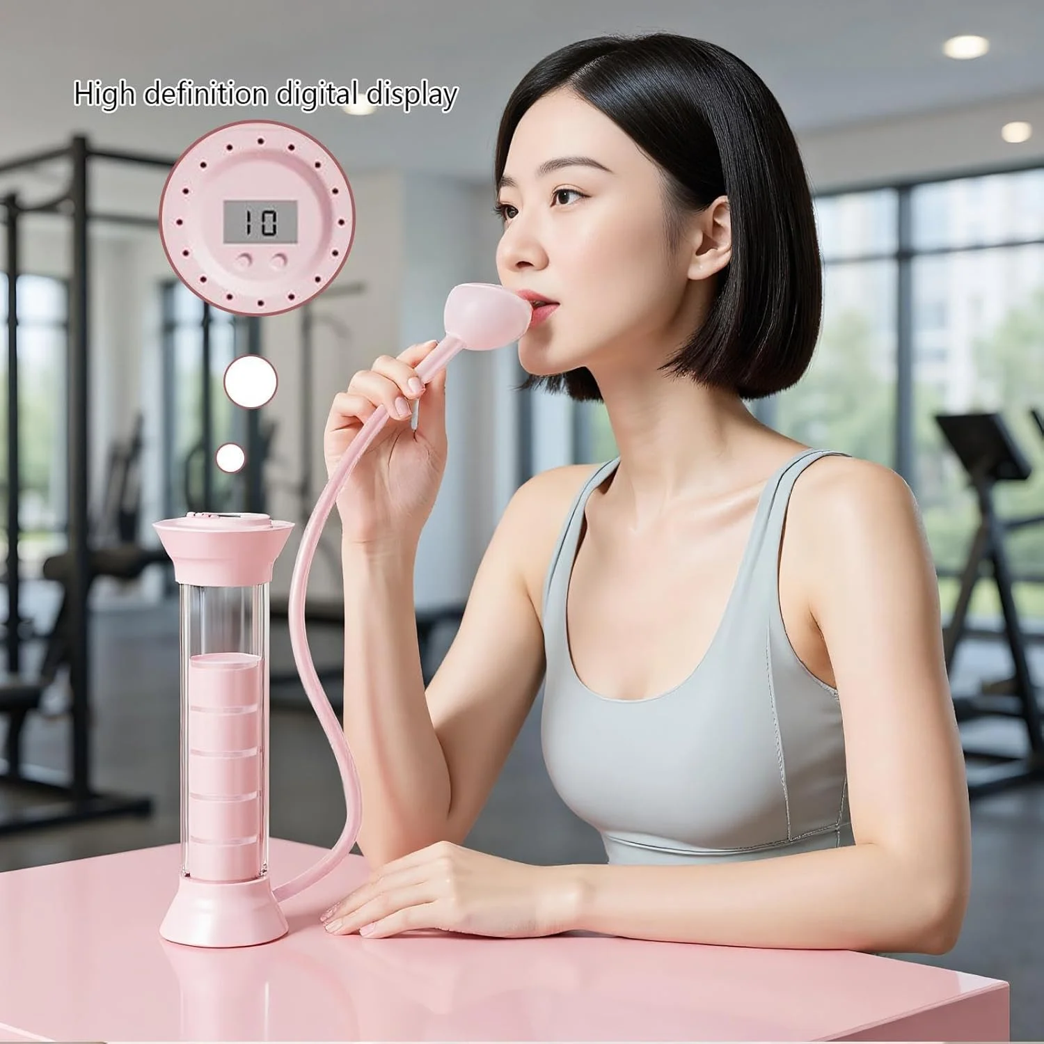 تمرین دهنده تنفس برای ریه ها | تمرین دهنده ریه با نمایشگر دیجیتال | دستگاه تمرین برای ورزش های هوازی خانگی، رقص، ورزش های فضای باز، دویدن، آواز خواندن، غواصی و تناسب اندام