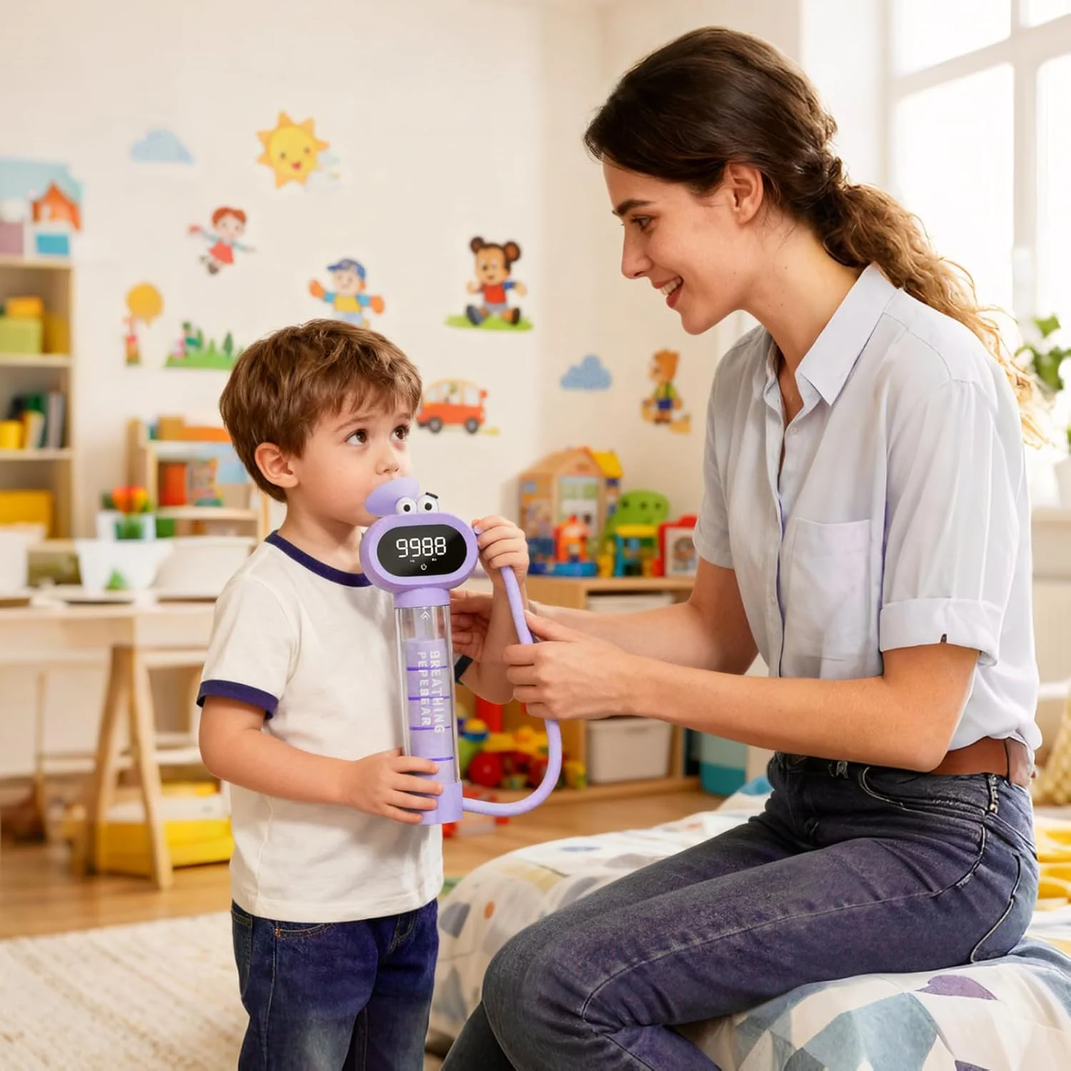 تمرین دهنده تنفسی | تمرین کننده شکمی تنفسی، دستگاه تمرین تنفس ریه کودکان | برای نوجوانان پسران دختران جوان کلاس درس خانه فضای باز مدرسه دویدن تناسب اندام ورزش سفر