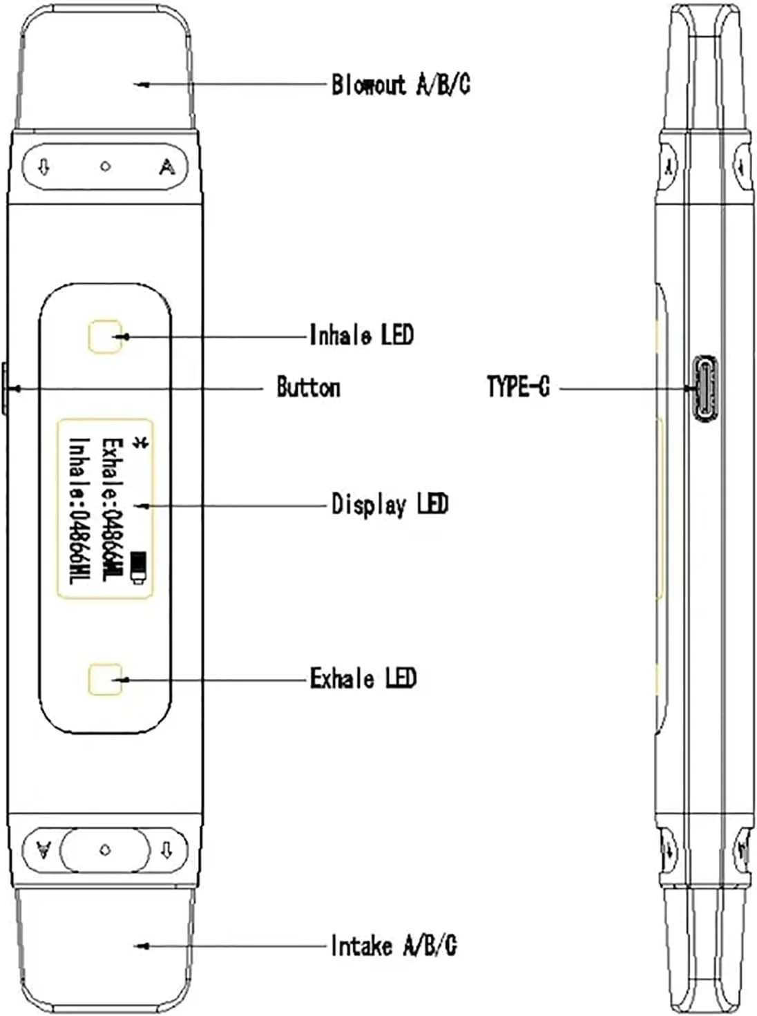 تمرین دهنده تنفسی الکترونیکی با 3 دهانی و صفحه نمایش، سه مقاومت قابل تنظیم و بهبود شدت تنفس، ایده آل برای سالمندان و افراد سیگاری