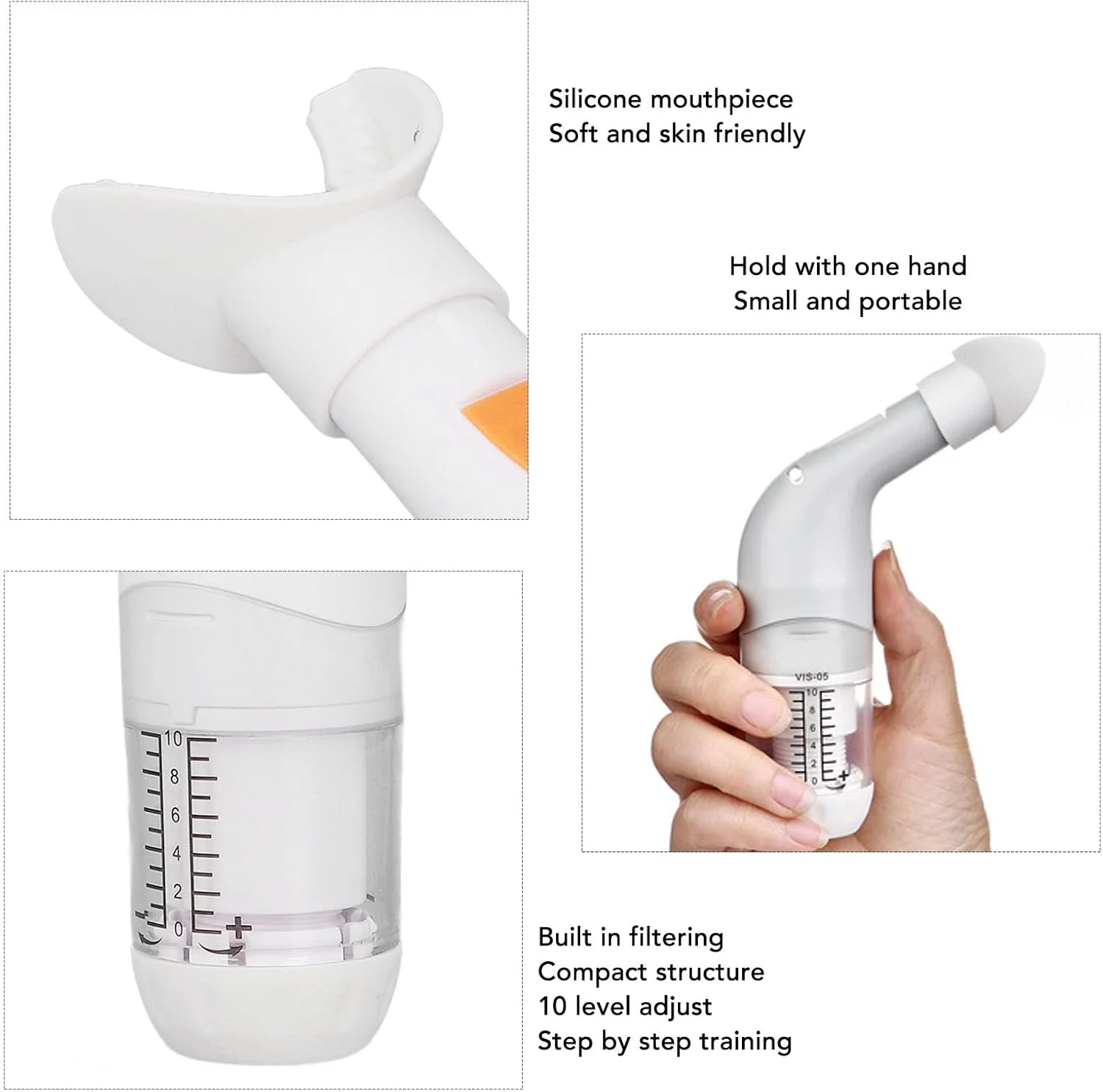دستگاه تمرین تنفسی، دستگاه تمرین دهنده سلامت ریه، دستگاه تمرین عضلات تنفسی، پاکسازی جداشدنی، تمرین دهنده تنفس برای سالمندان، افراد سیگاری، افراد مبتلا به آسم