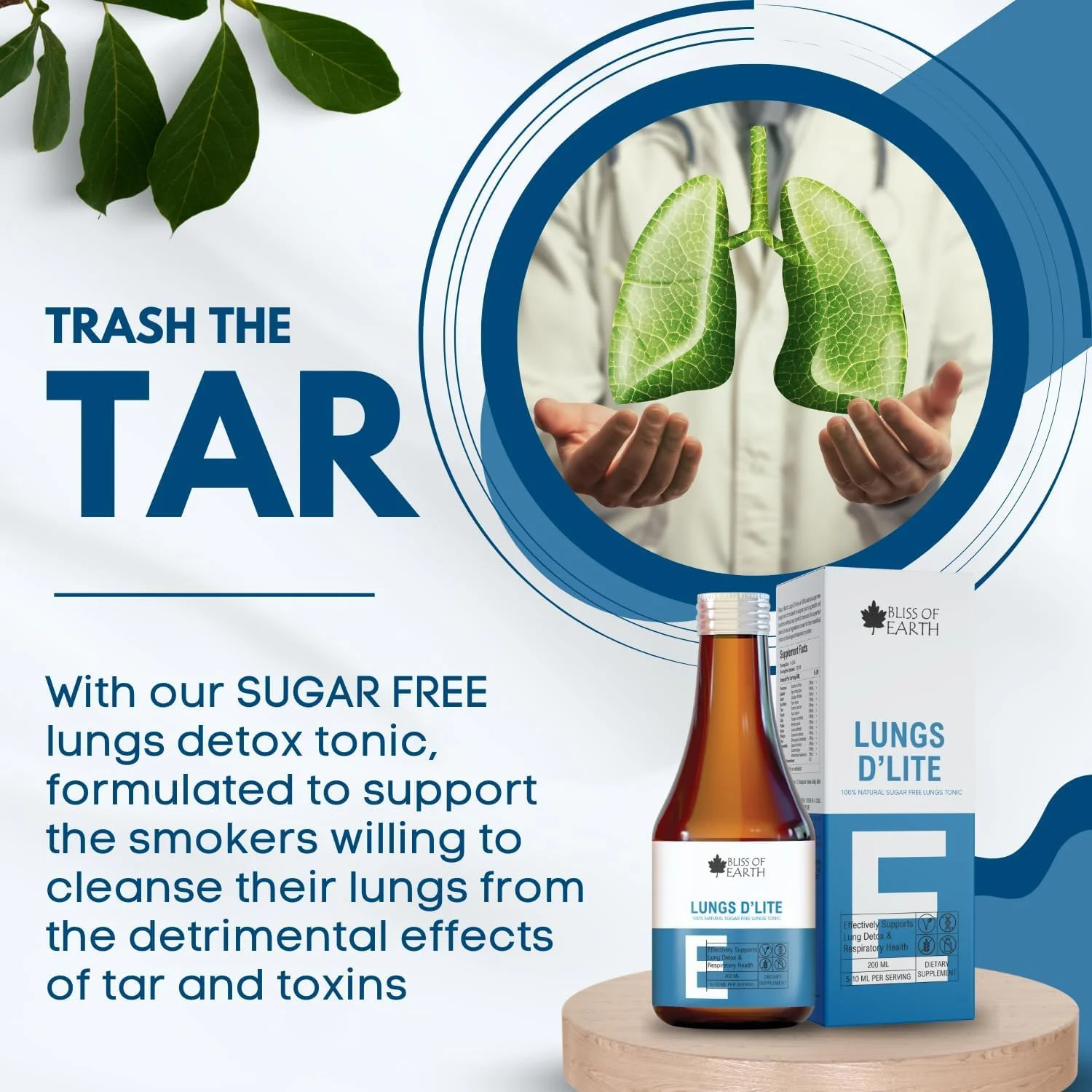 شربت سم زدایی ریه بلیس آو ارث برای افراد سیگاری، مکمل طبیعی بدون شکر برای سم زدایی قطران و آلودگی، شربت پاک کننده و سم زدای ریه سالم، 200 میلی لیتر (بسته 2 عددی)