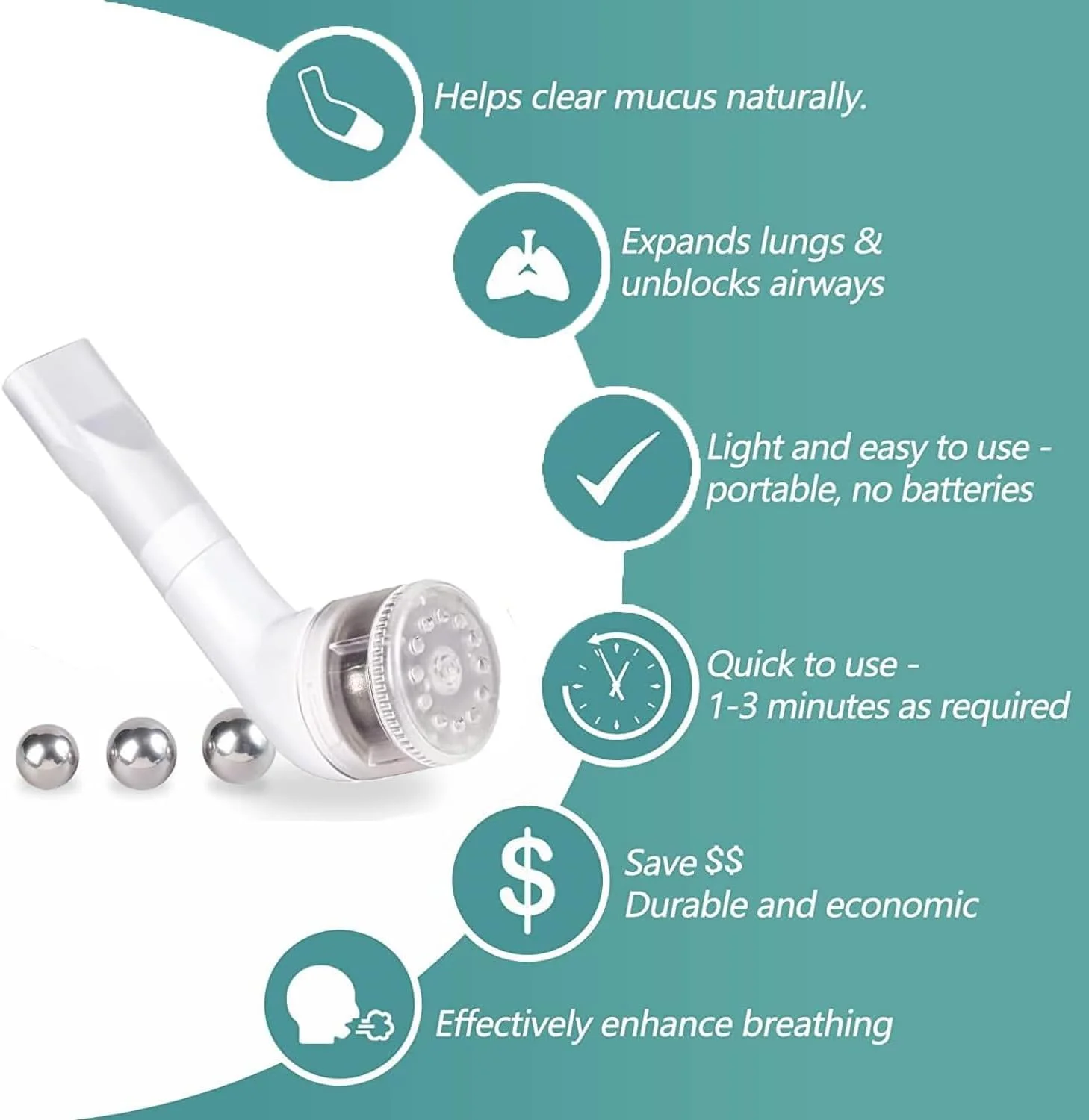 تمرین دهنده تنفسی بوکانگ، دستگاه تمرین تنفس برای ریه ها، دستگاه پاک کننده دریچه فلاتر، دفع کننده مخاط