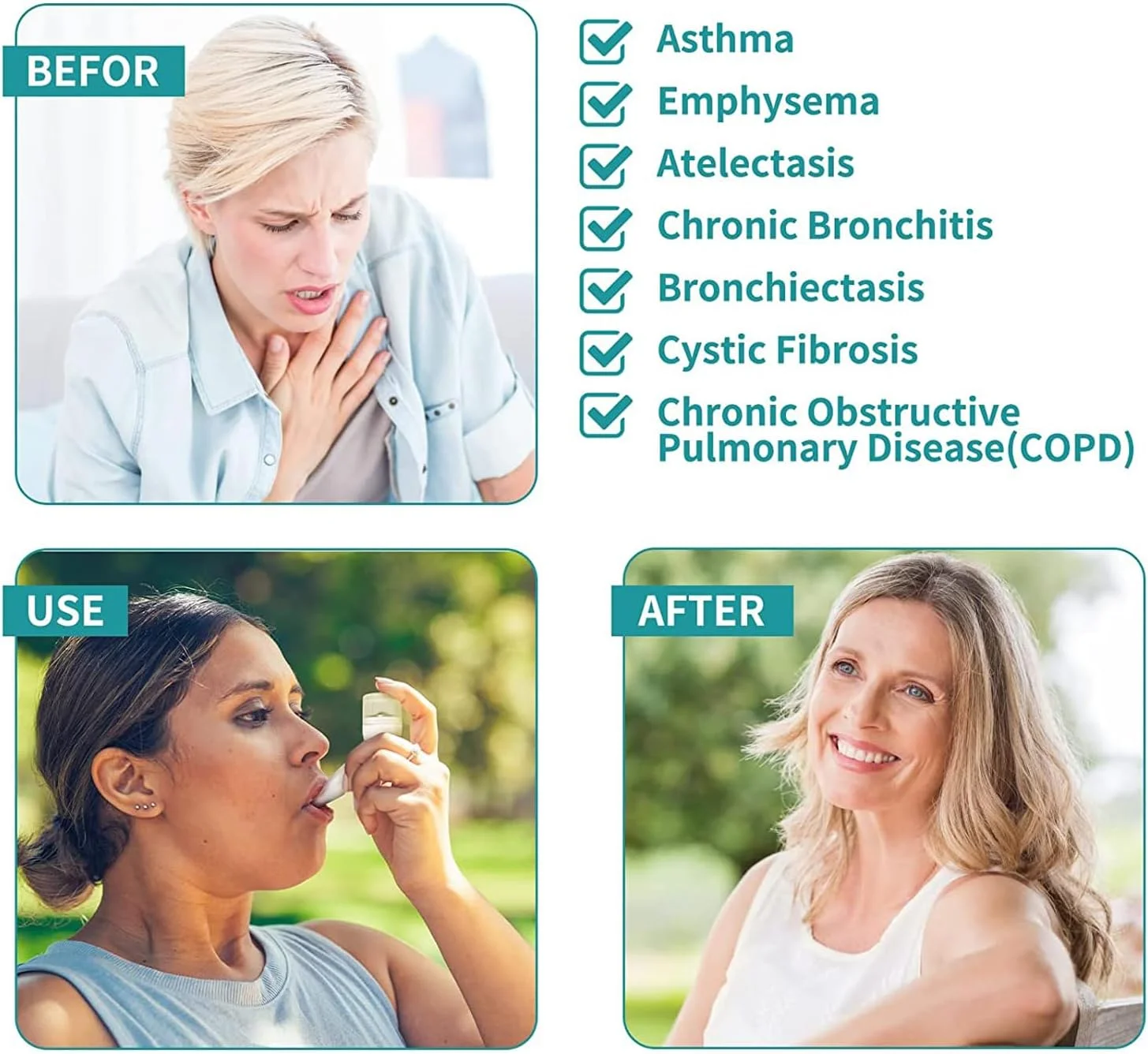 تمرین دهنده تنفسی بوکانگ، دستگاه تمرین تنفس برای ریه ها، دستگاه پاک کننده دریچه فلاتر، دفع کننده مخاط