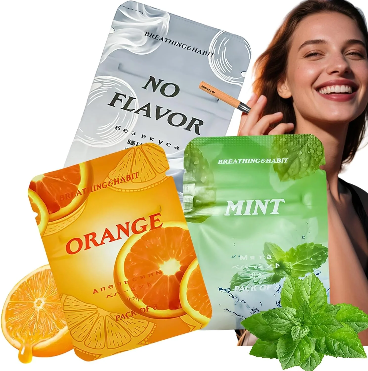 بسته 3 عددی فیلتر داخلی طعم دار (پرتقال/نعناع/بدون طعم) برای گردنبند تنفسی مقاومتی - قابل حمل برای مدیتیشن و تمرینات تنفسی