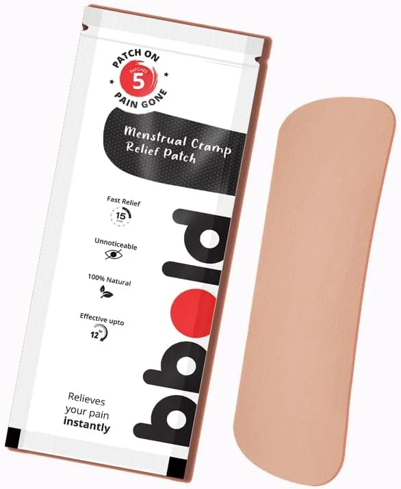 برچسب های تسکین دهنده درد قاعدگی bbold برای بانوان - 100% طبیعی، بدون مواد شیمیایی فعال - راحتی خنک فوری - 5 برچسب - تسکین درد قاعدگی - محتاطانه و سازگار با پوست