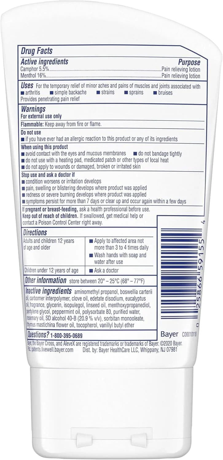 لوسیون تسکین دهنده درد AleveX، قوی و ماندگار برای تسکین هدفمند درد مفاصل و عضلات، تیوب 80 میلی لیتری (بسته 2 عددی)