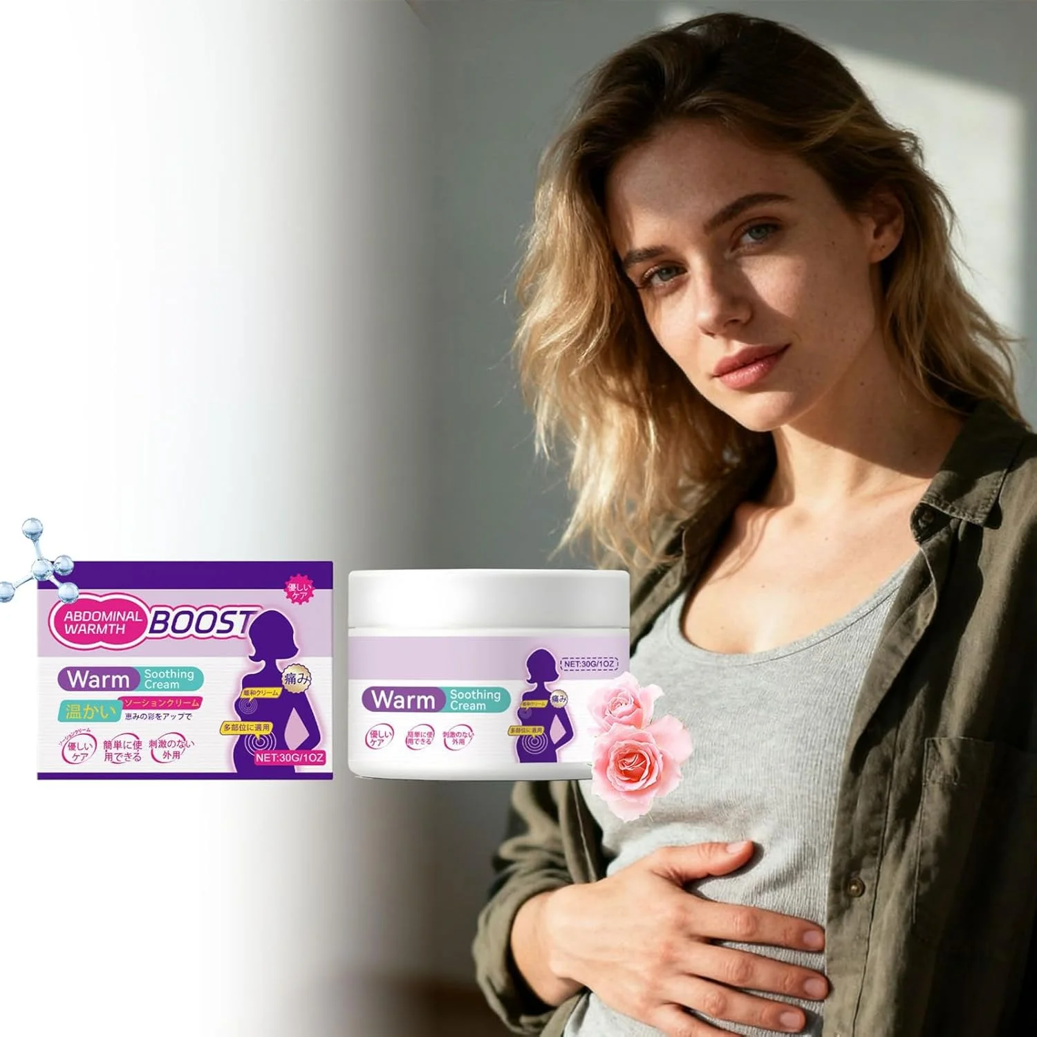 کرم شکم، لوسیون گرم کننده ماساژ 30 گرمی - تسکین درد دوران قاعدگی با ماساژ گرم کننده | برای زنان، نوجوانان، بانوان، مسافرت